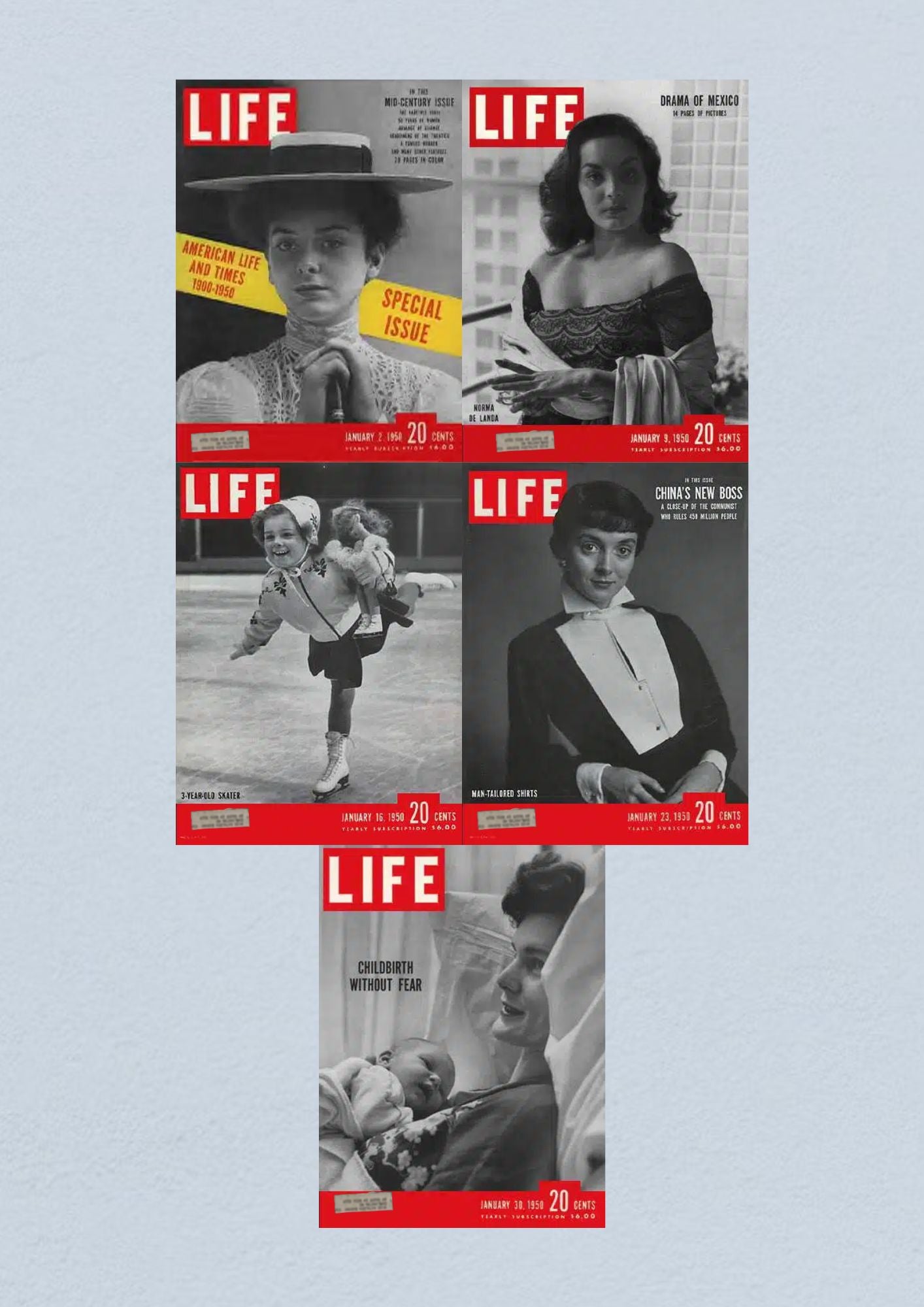 Life Magazine Lot of 5 Full Month January 1950 2, 9, 16, 23, 30