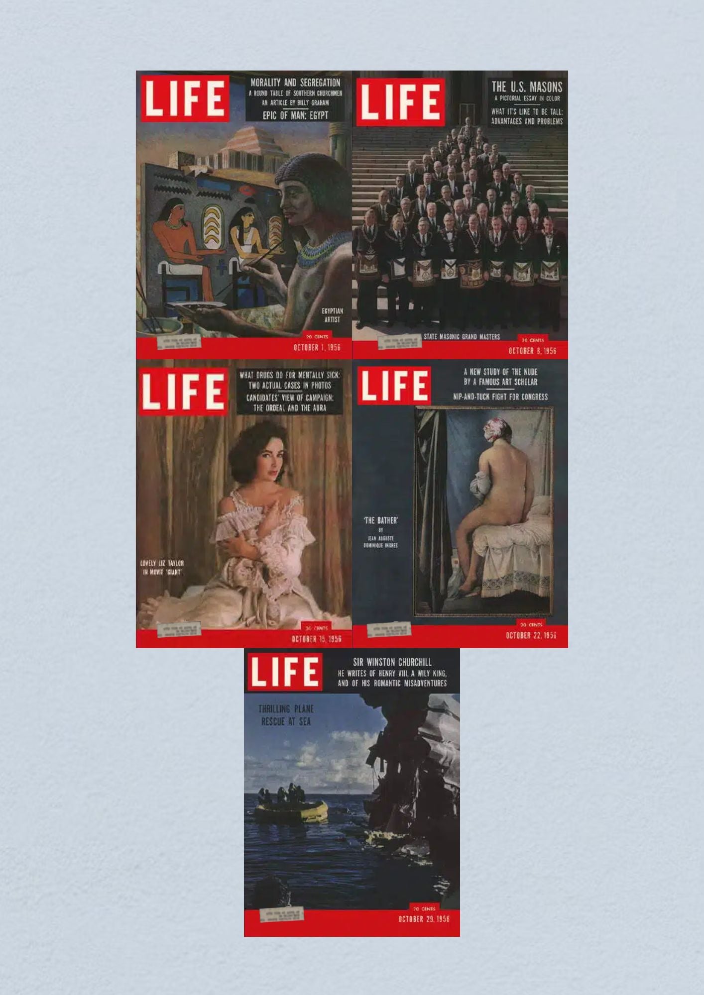 Life Magazine Lot of 5 Full Month October 1956 1, 8, 15, 22, 29 Civil Rights Era