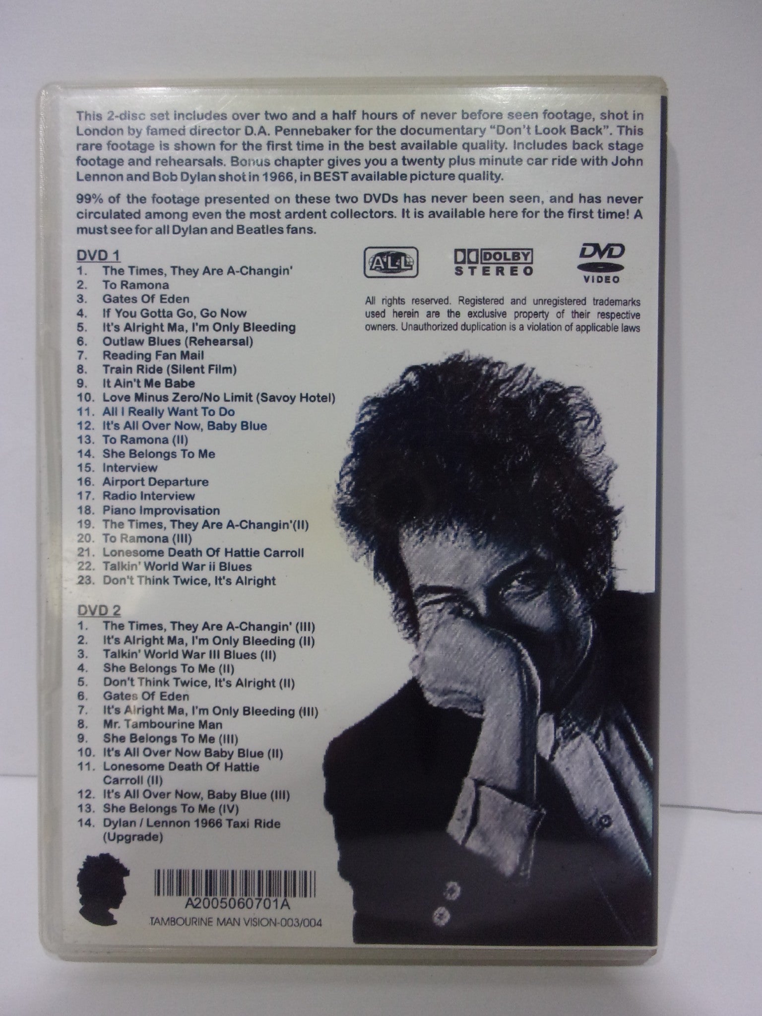 Bob Dylan Don't Look Back The Outtakes 2 Disc Set DVD