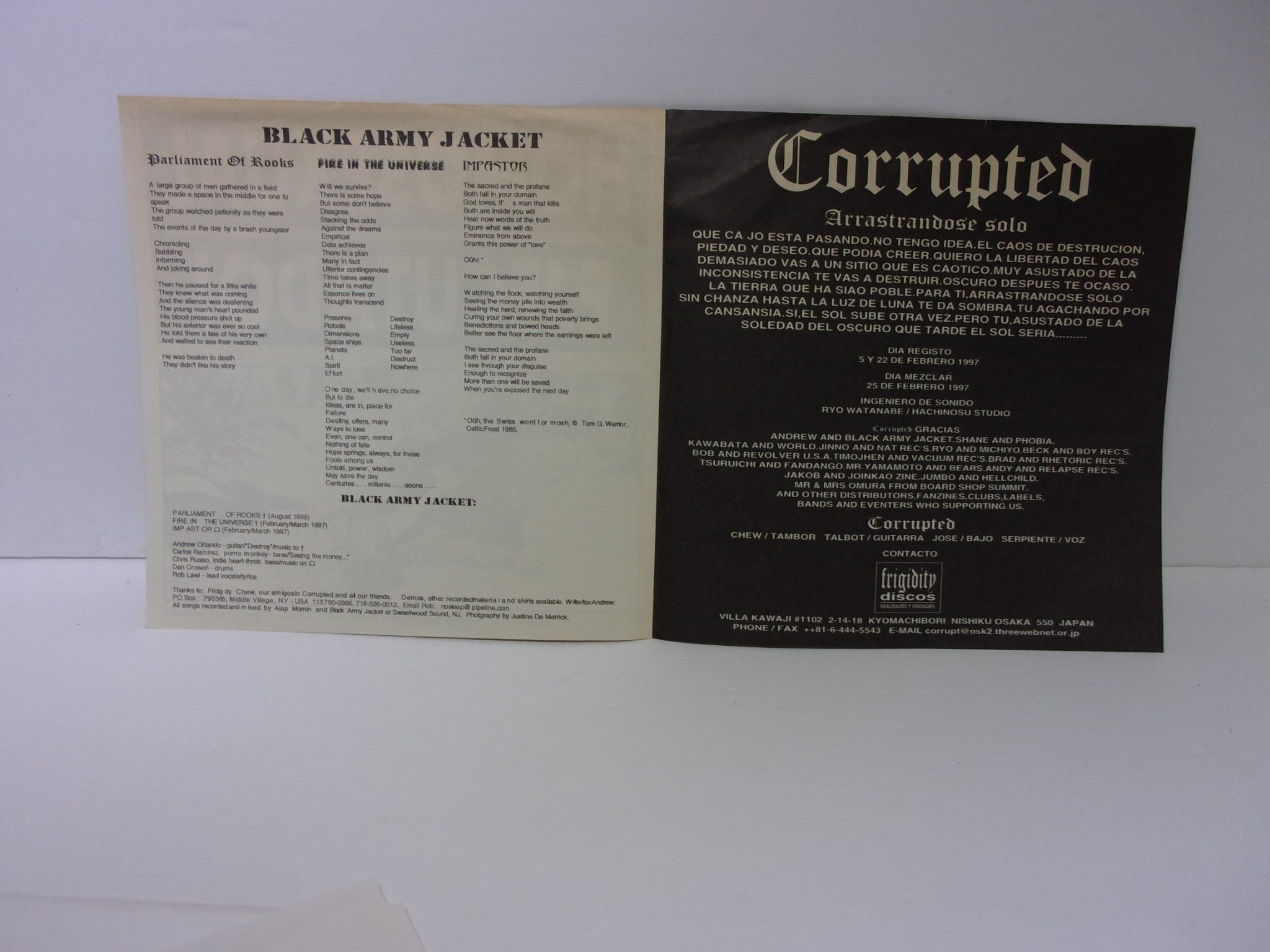 Black Army Jacket / Corrupted FRIGID-001 33 ⅓ RPM 7" EP Japan Grade: VG+