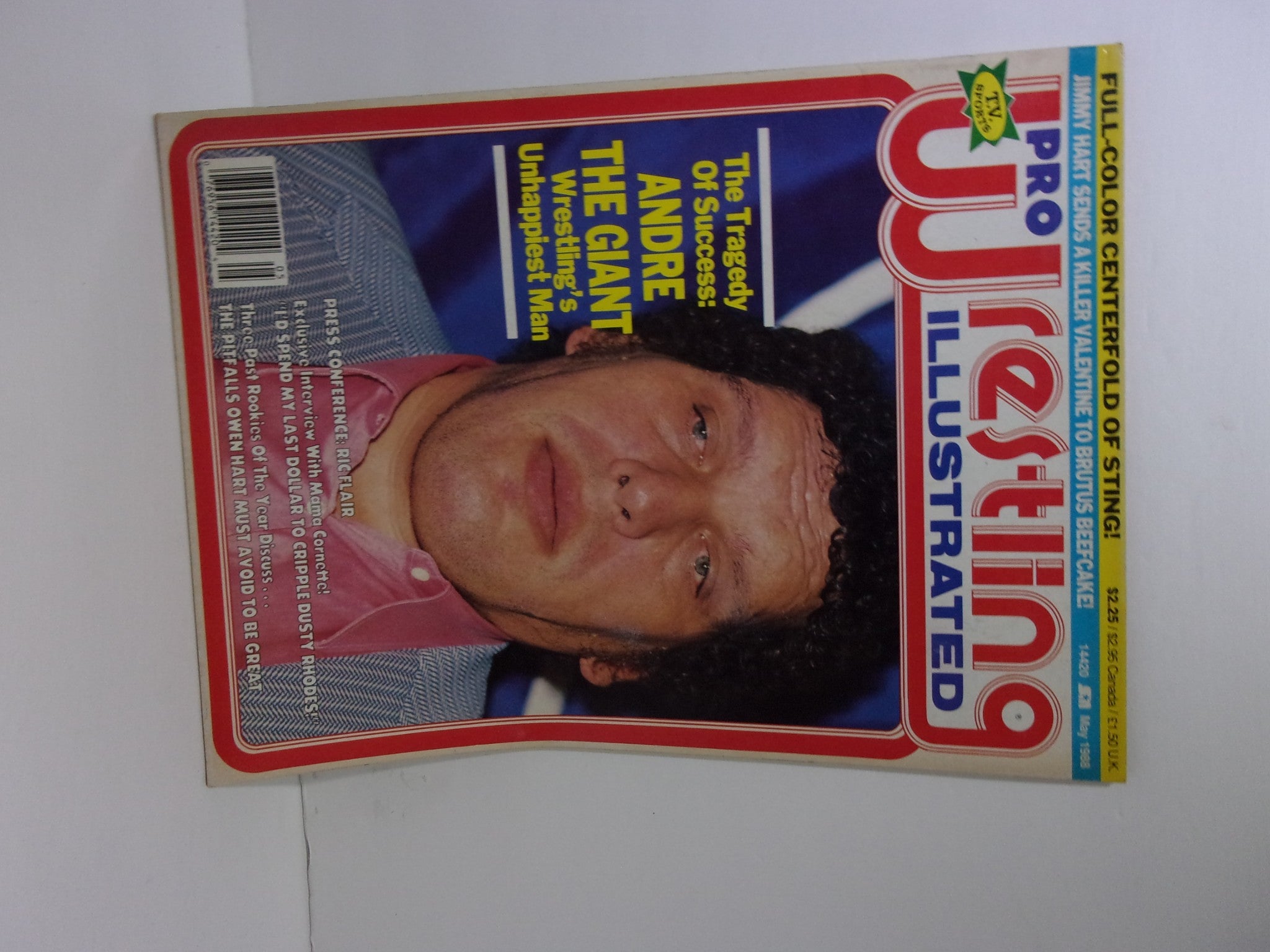 Front cover of Pro Wrestling Illustrated May 1988 highlighting Andre the Giant with text about the wrestling legend, emphasizing its vintage significance in wrestling history.