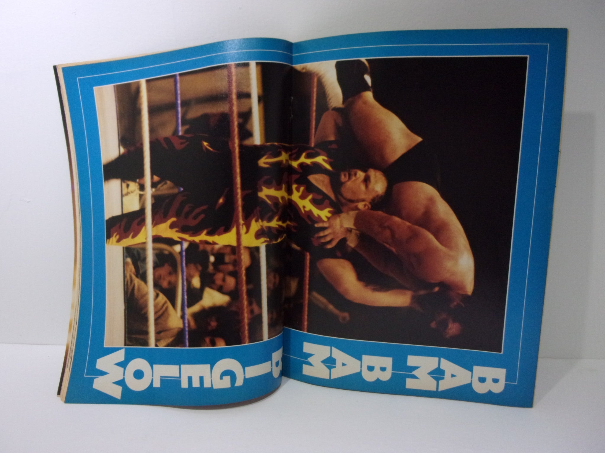 Action shot from Wrestling World Magazine: April 1988, featuring Bam Bam Bigelow engaged in a wrestling match.