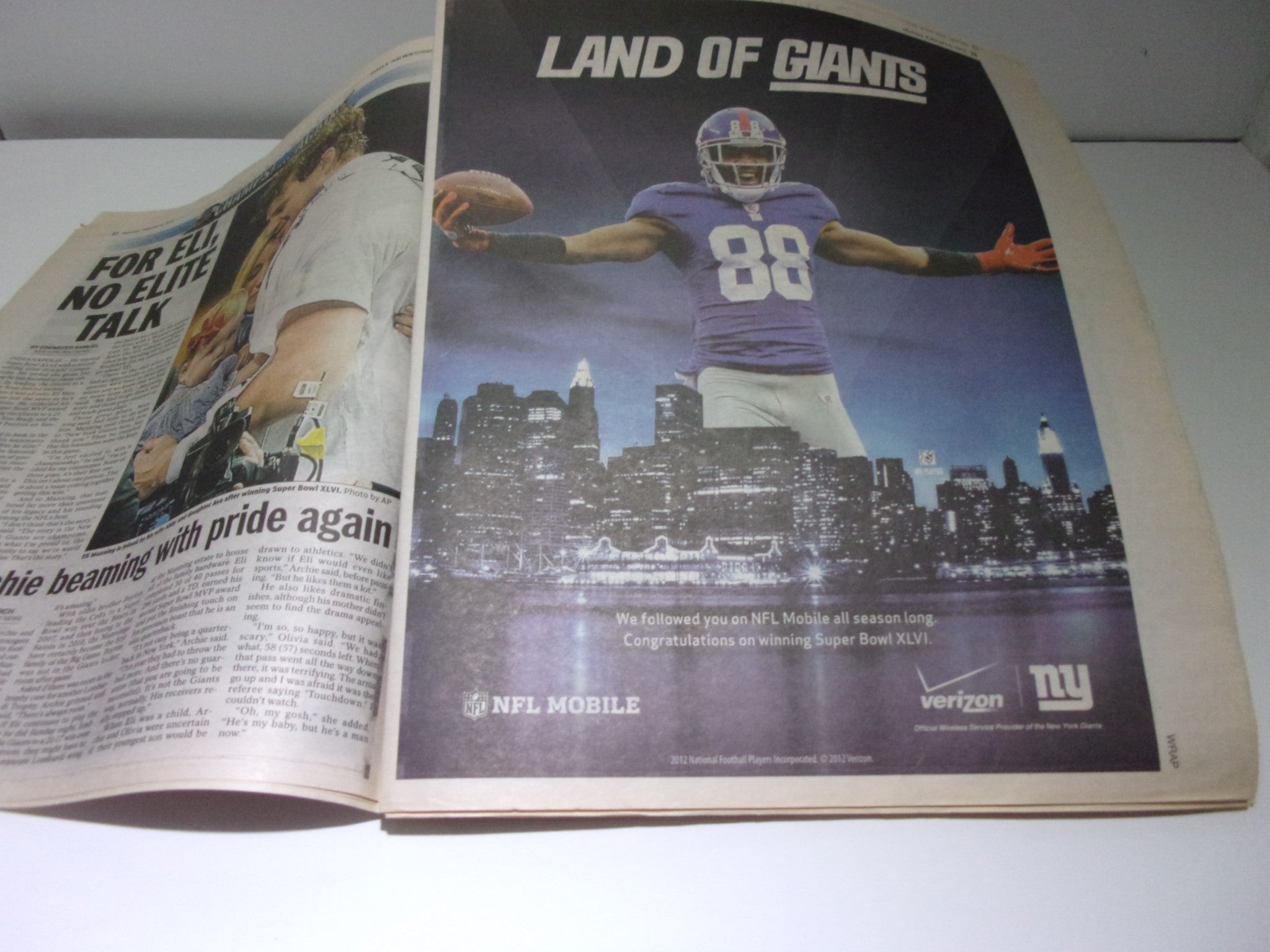 NY Daily News: Feb 6 2012, Champs! 40 Page Super Bowl Souvenir