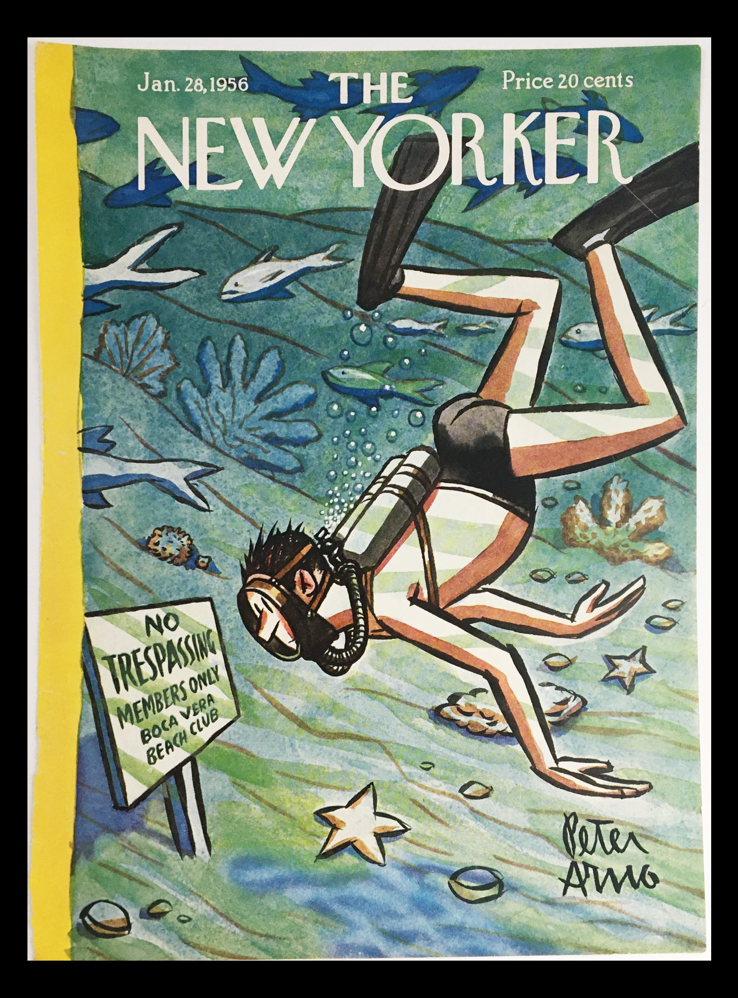 COVER ONLY The New Yorker January 28 1956 Full Cover Theme by Peter Arno