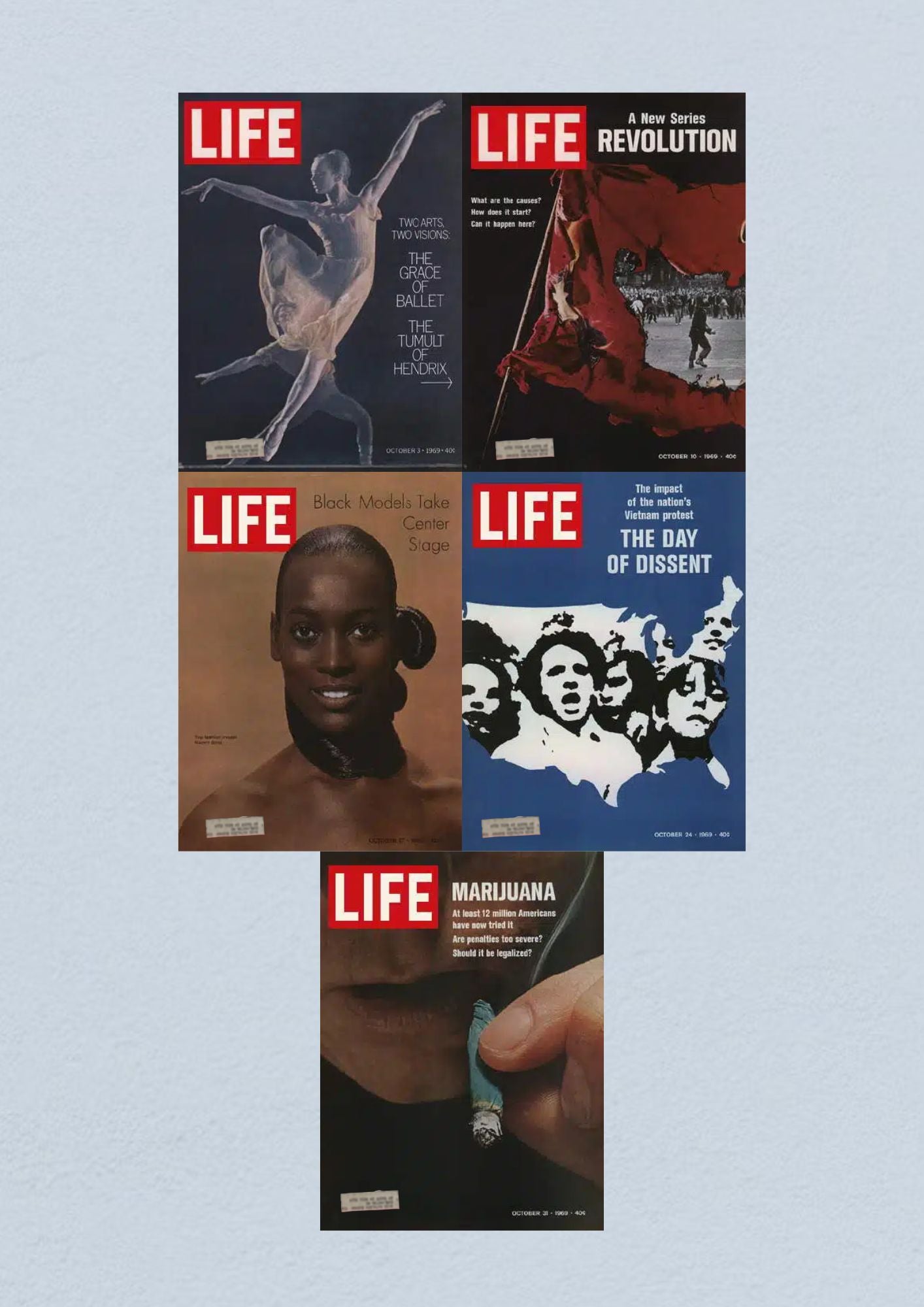 Life Magazine Lot of 5 Full Month October 1969 3, 10, 17, 24, 31 Space Race Era