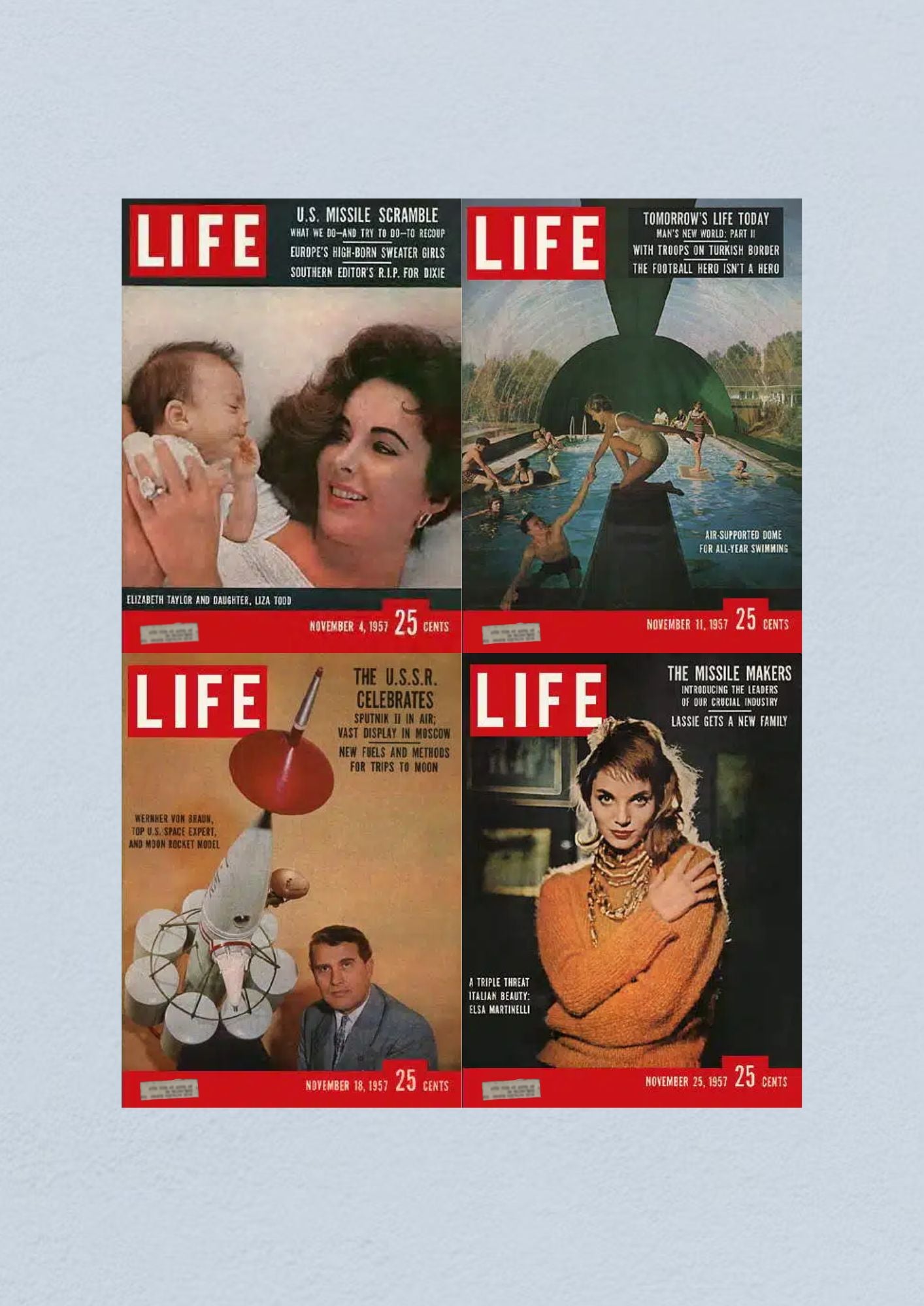 Life Magazine Lot of 4 Full Month November 1957 4, 11, 18, 25 Civil Rights Era