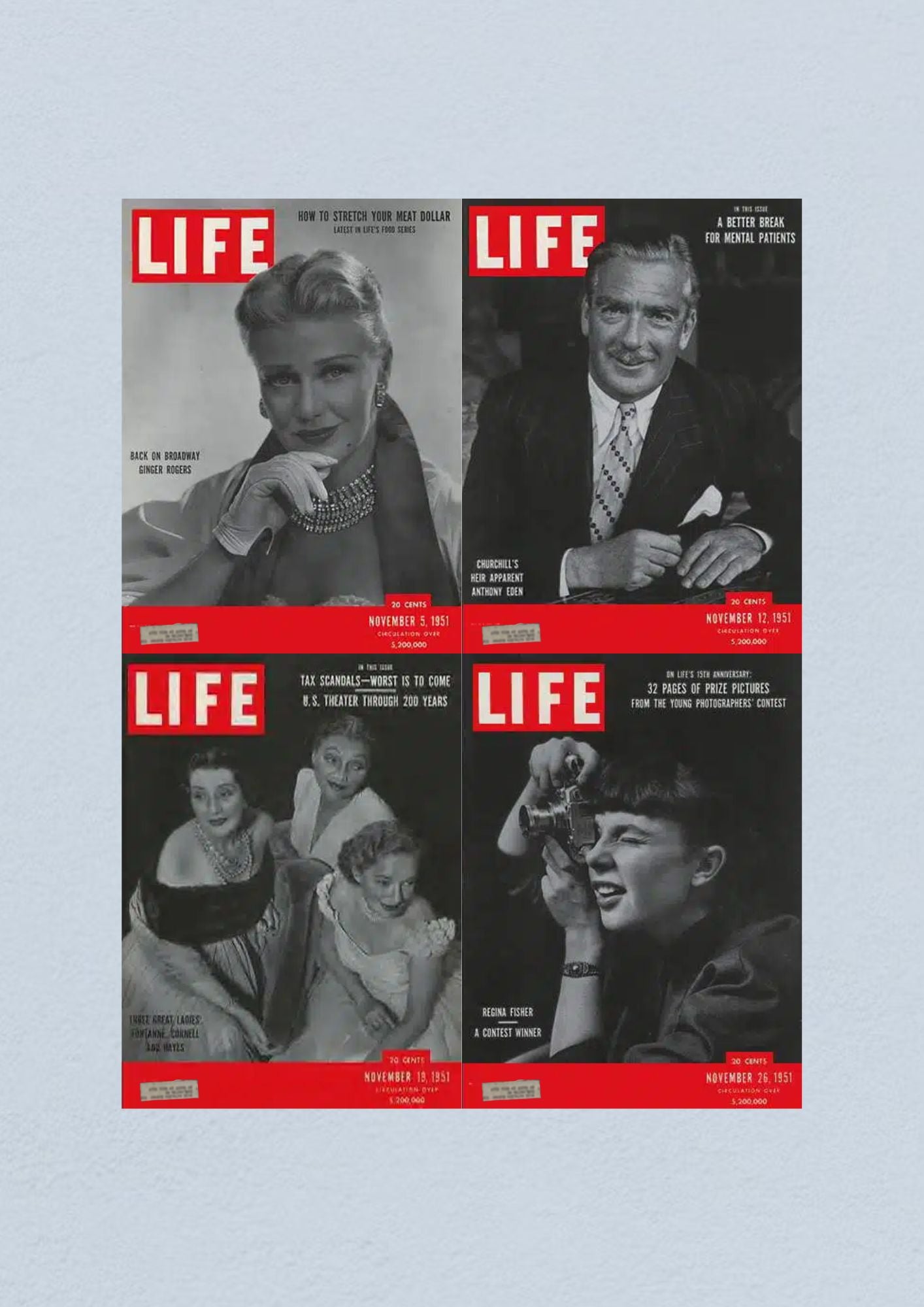 Life Magazine Lot of 4 Full Month November 1951 5, 12, 19, 26