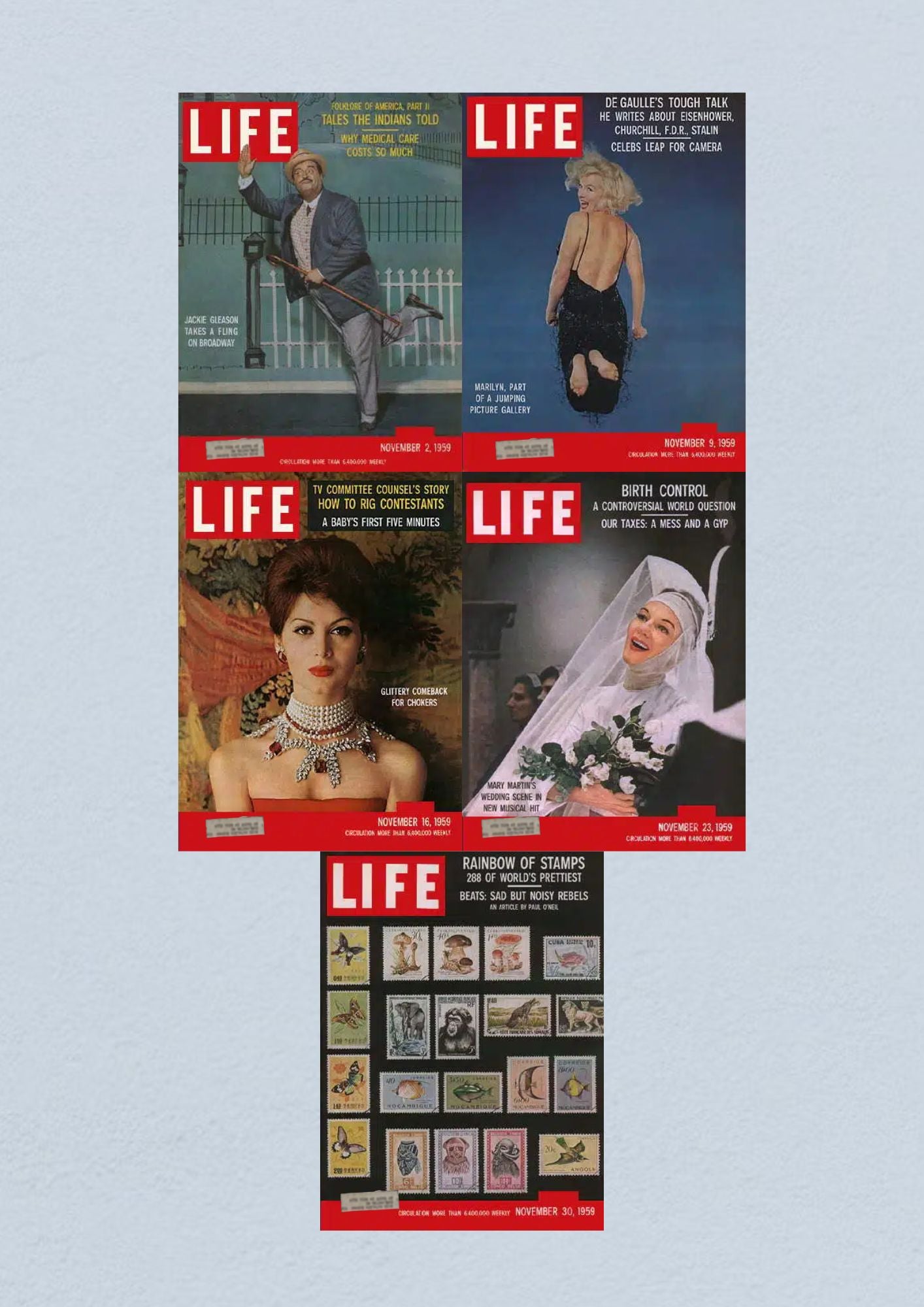 Life Magazine Lot of 5 Full Month of November 1959 2, 9, 16, 23, 30