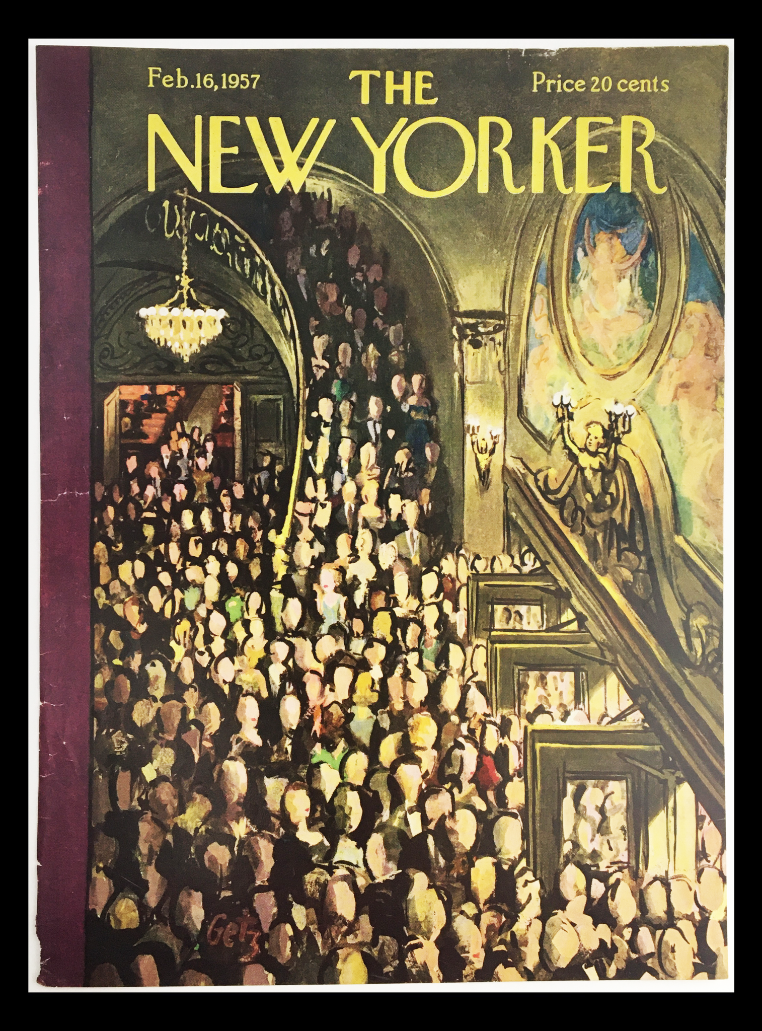 COVER ONLY The New Yorker February 16 1957 Full Cover Theme by Arthur Getz