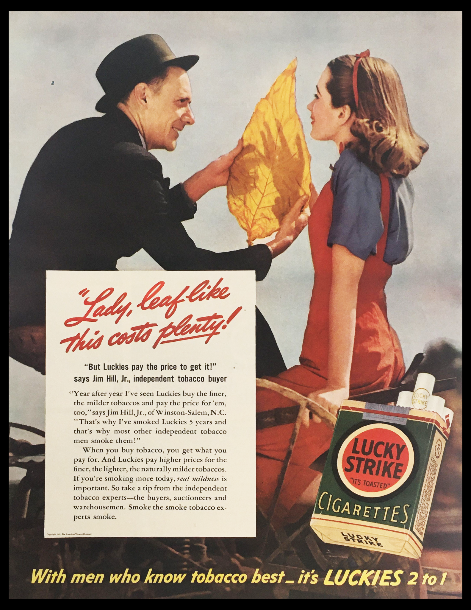 1941 Lucky Strike Toasted Cigarettes Vintage Print Ad