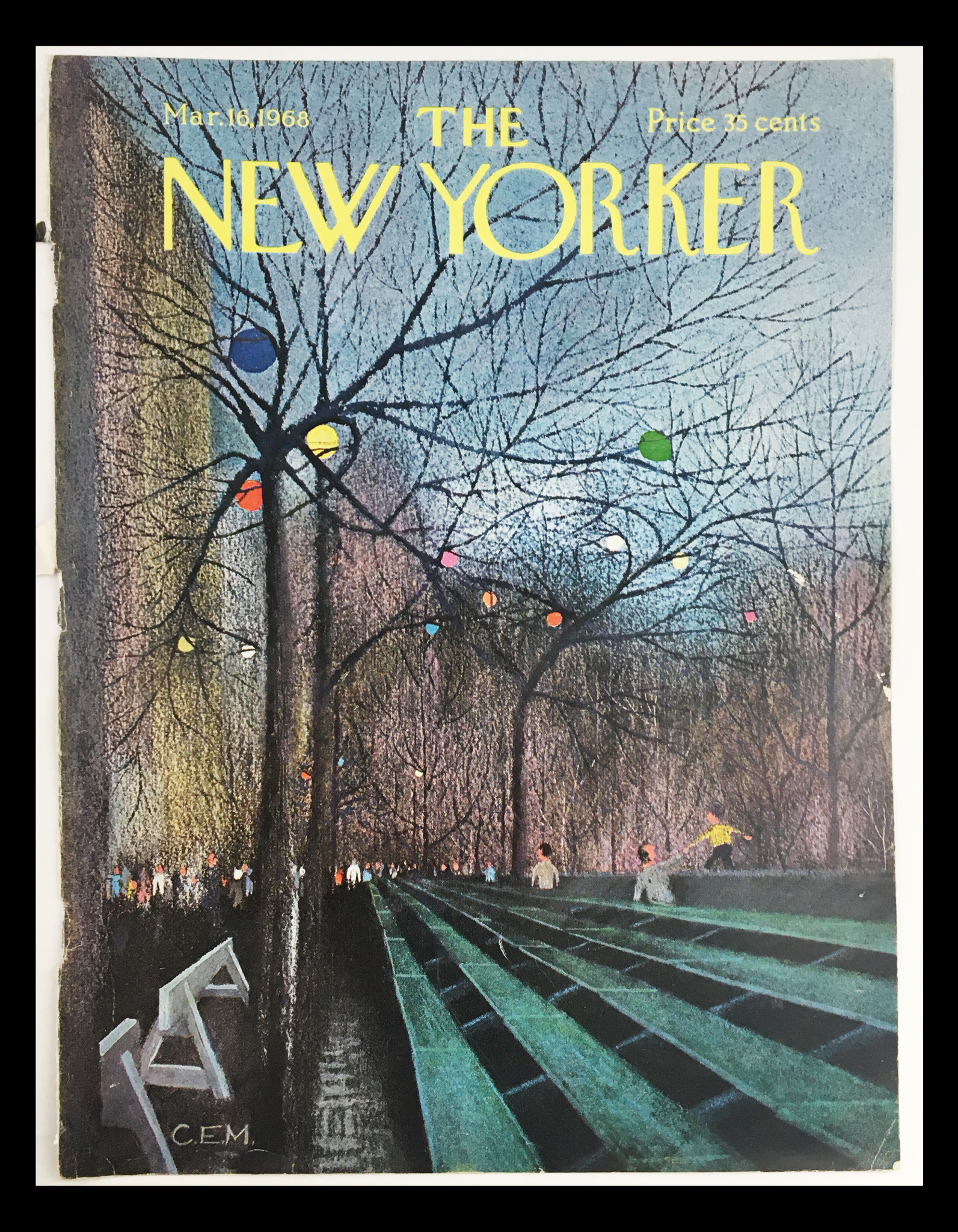 COVER ONLY The New Yorker March 16 1968 Full Cover Theme by Charles E. Martin