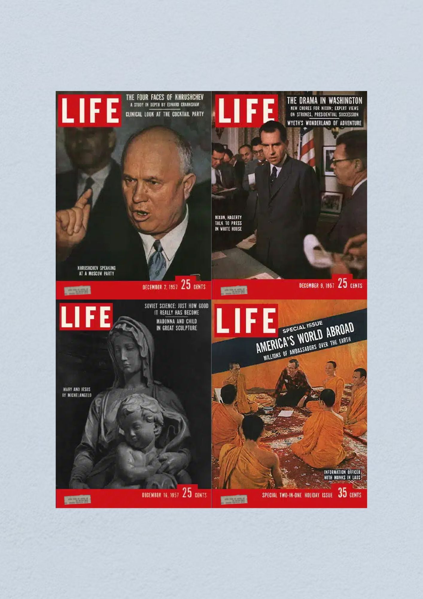 Life Magazine Lot of 4 Full Month December 1957 2, 9, 16, 23 Civil Rights Era