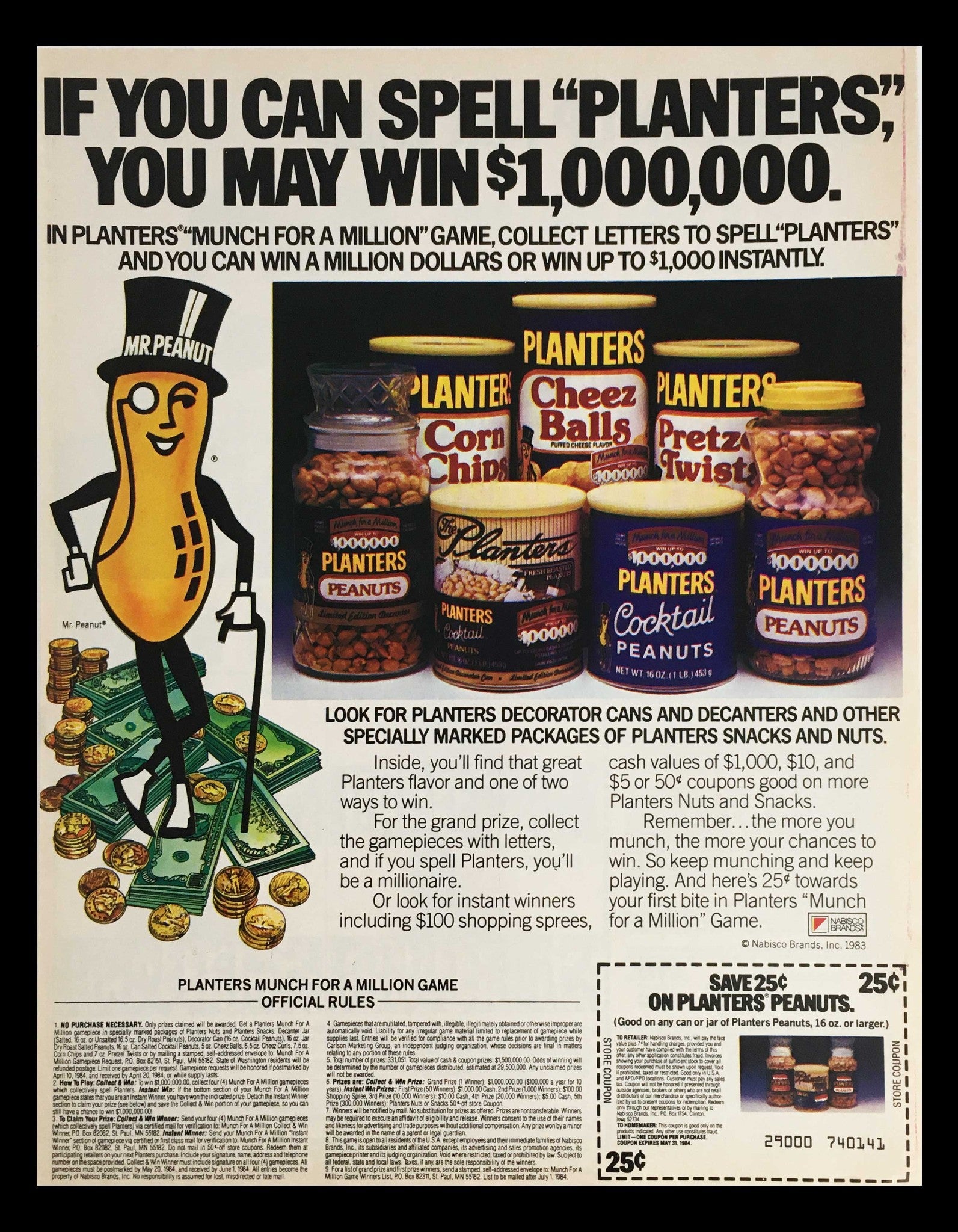 1984 Planters Snacks and Nuts Circular Coupon Advertisement