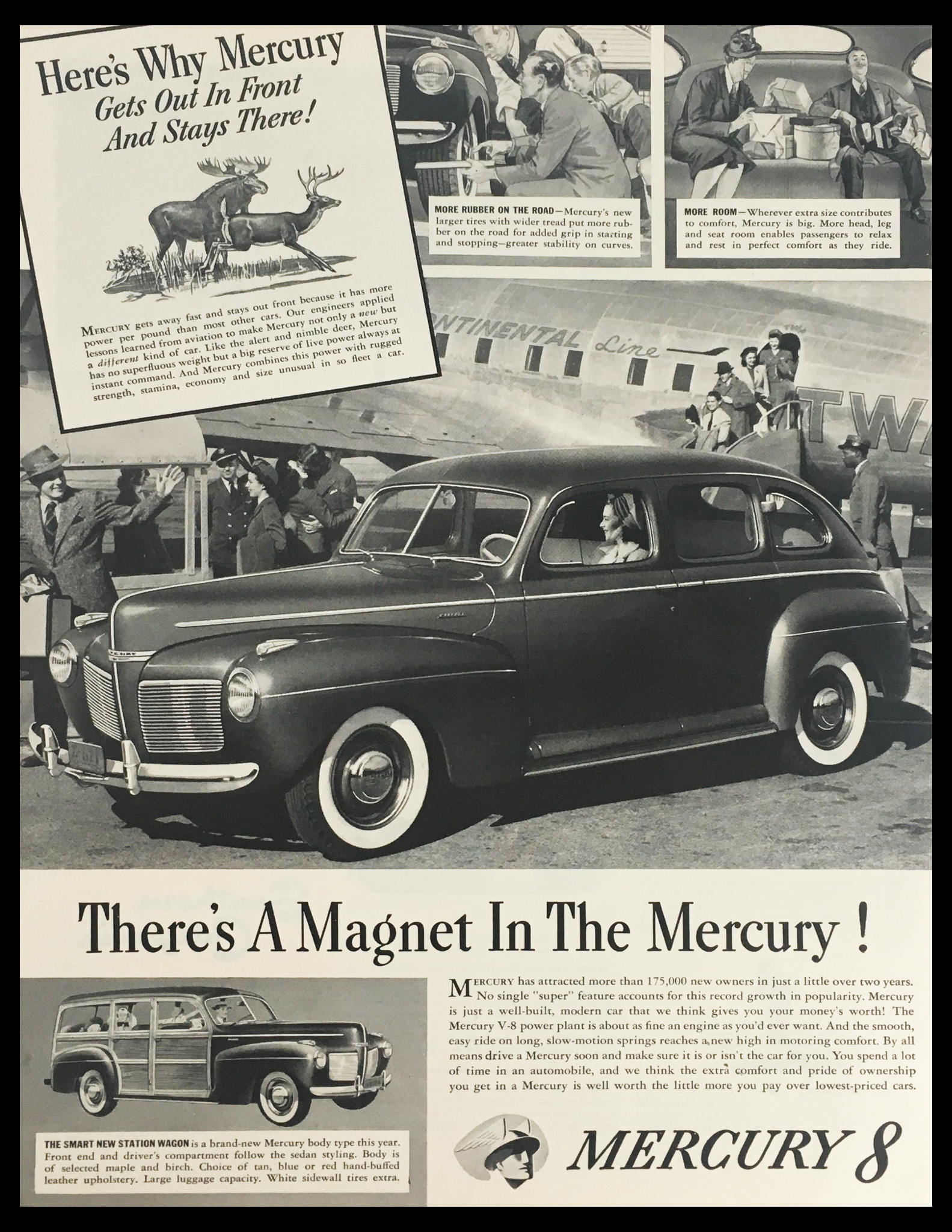 1941 Mercury 8 Station Wagon Vintage Print Ad