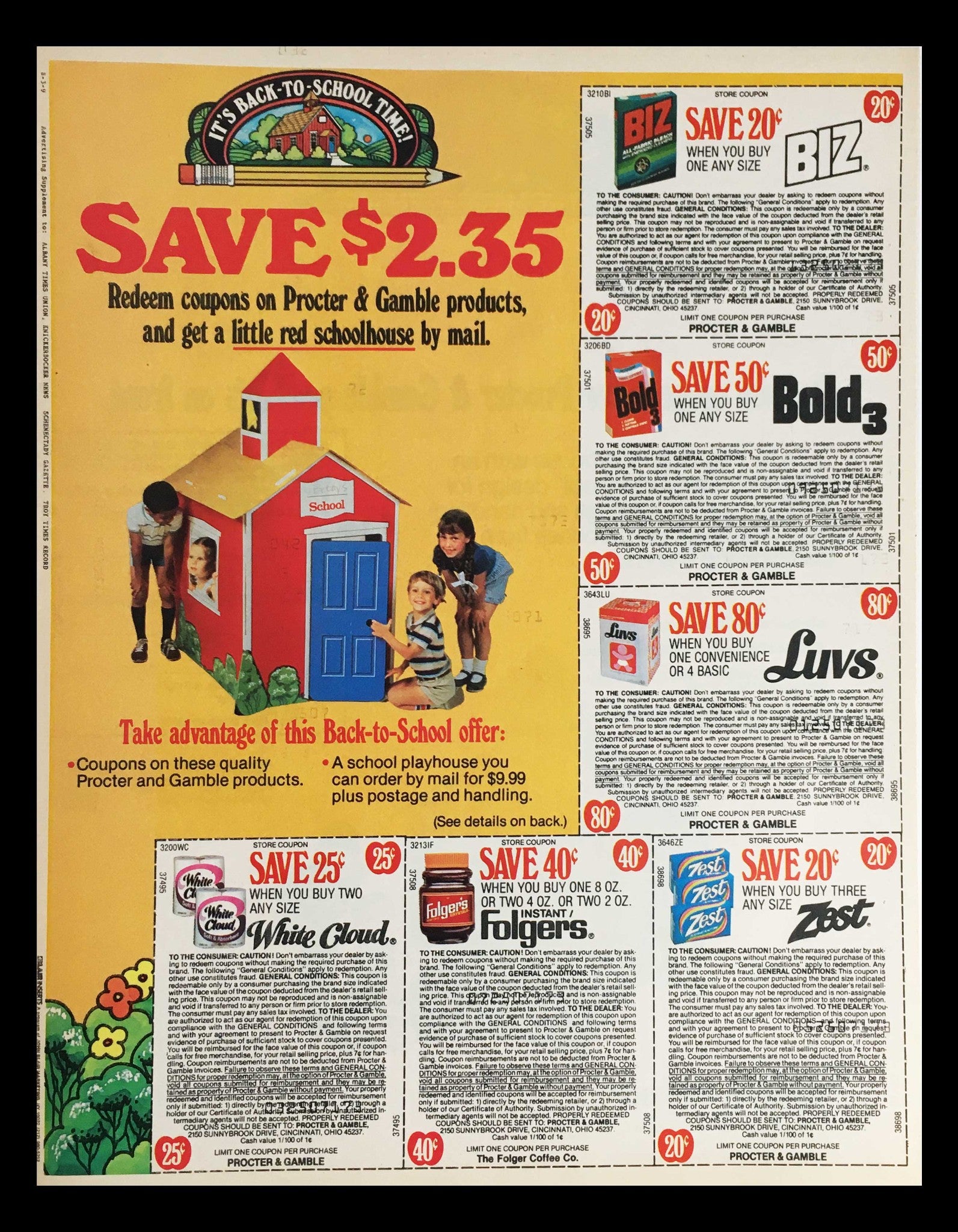 1983 Procter & Gamble Products Back-to-School Circular Coupon Advertisement