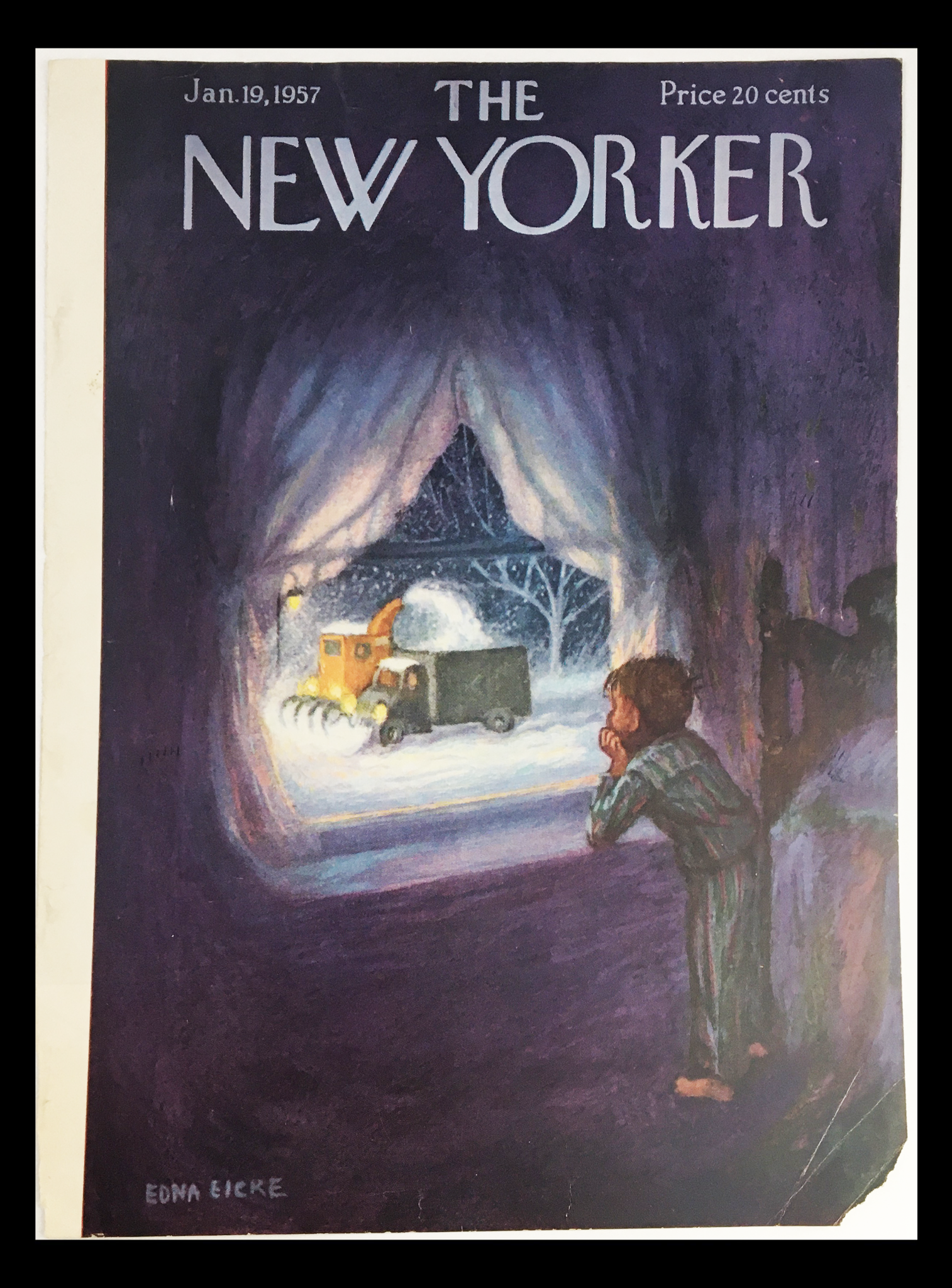 COVER ONLY The New Yorker January 19 1957 Full Cover Theme by Edna Eicke