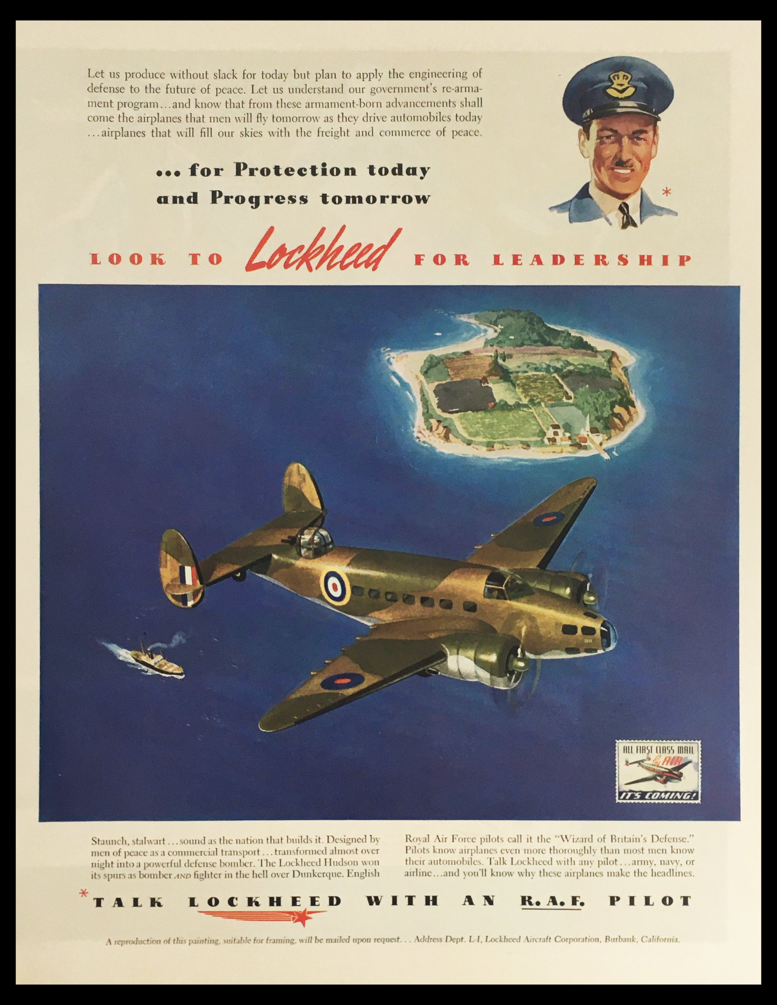 1941 Talk Lockheed Royal Air Force Pilot Vintage Print Ad