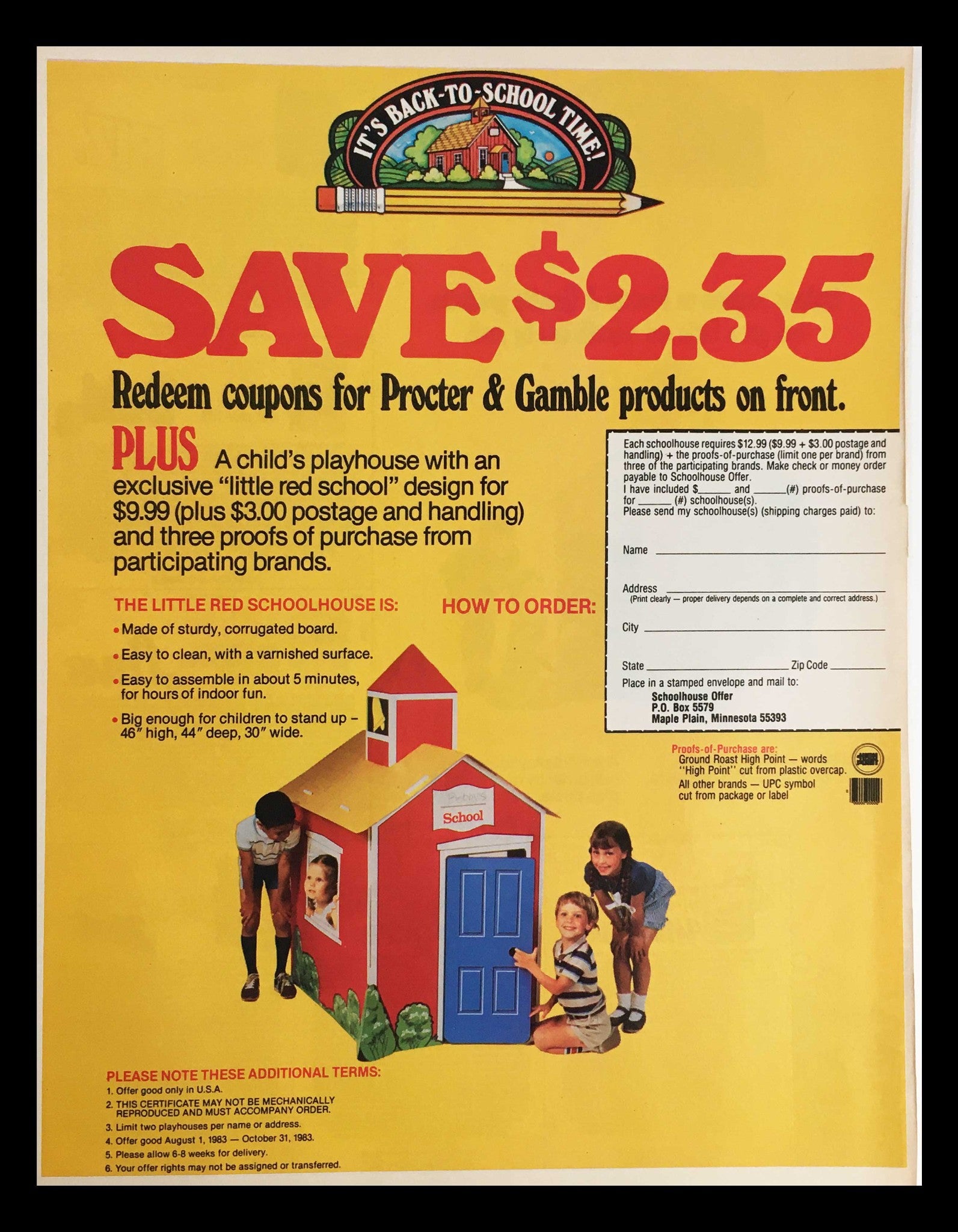 1983 Procter & Gamble Products Back-to-School Circular Coupon Advertisement