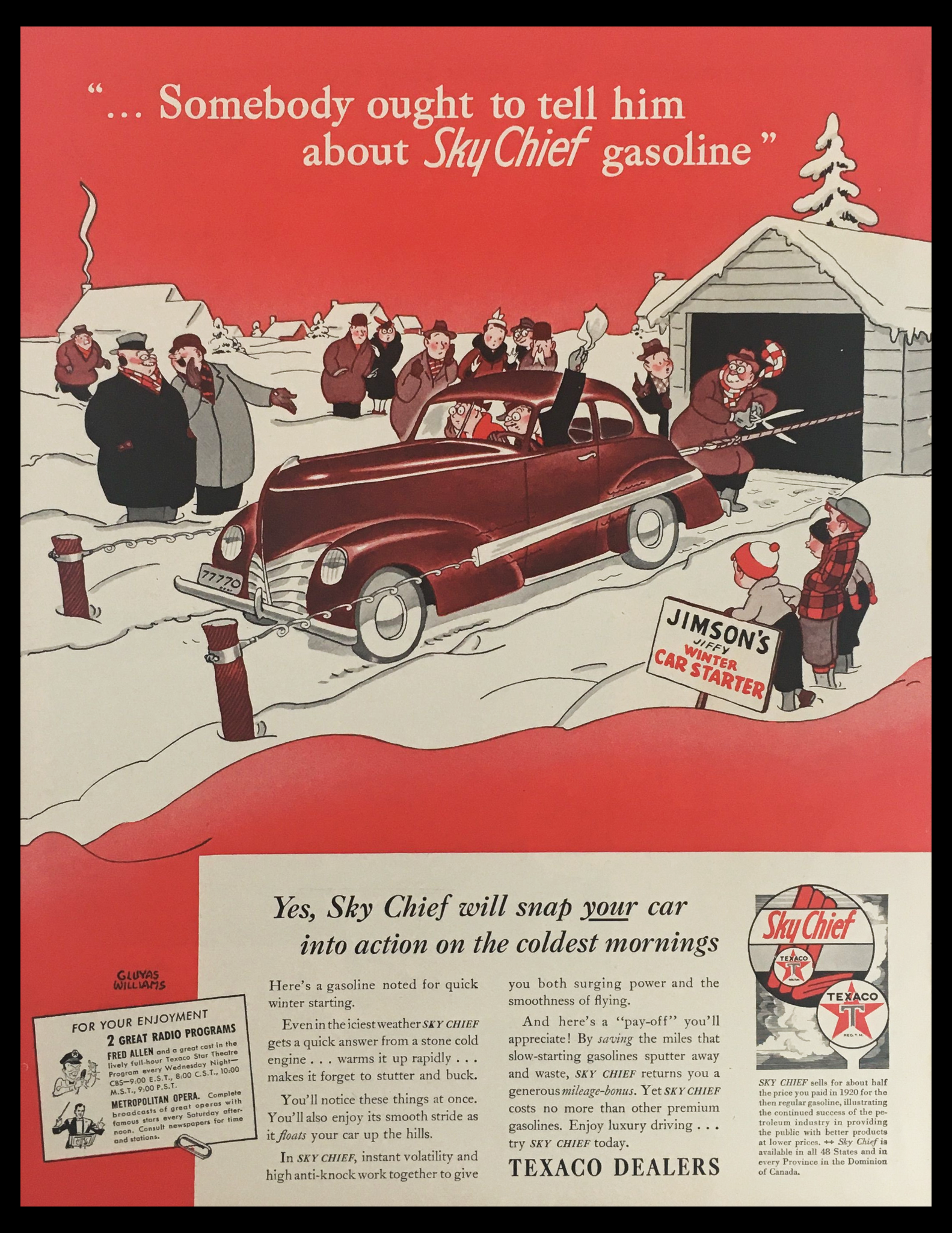 1941 Texaco Dealers Sky Chief Gasoline Vintage Print Ad