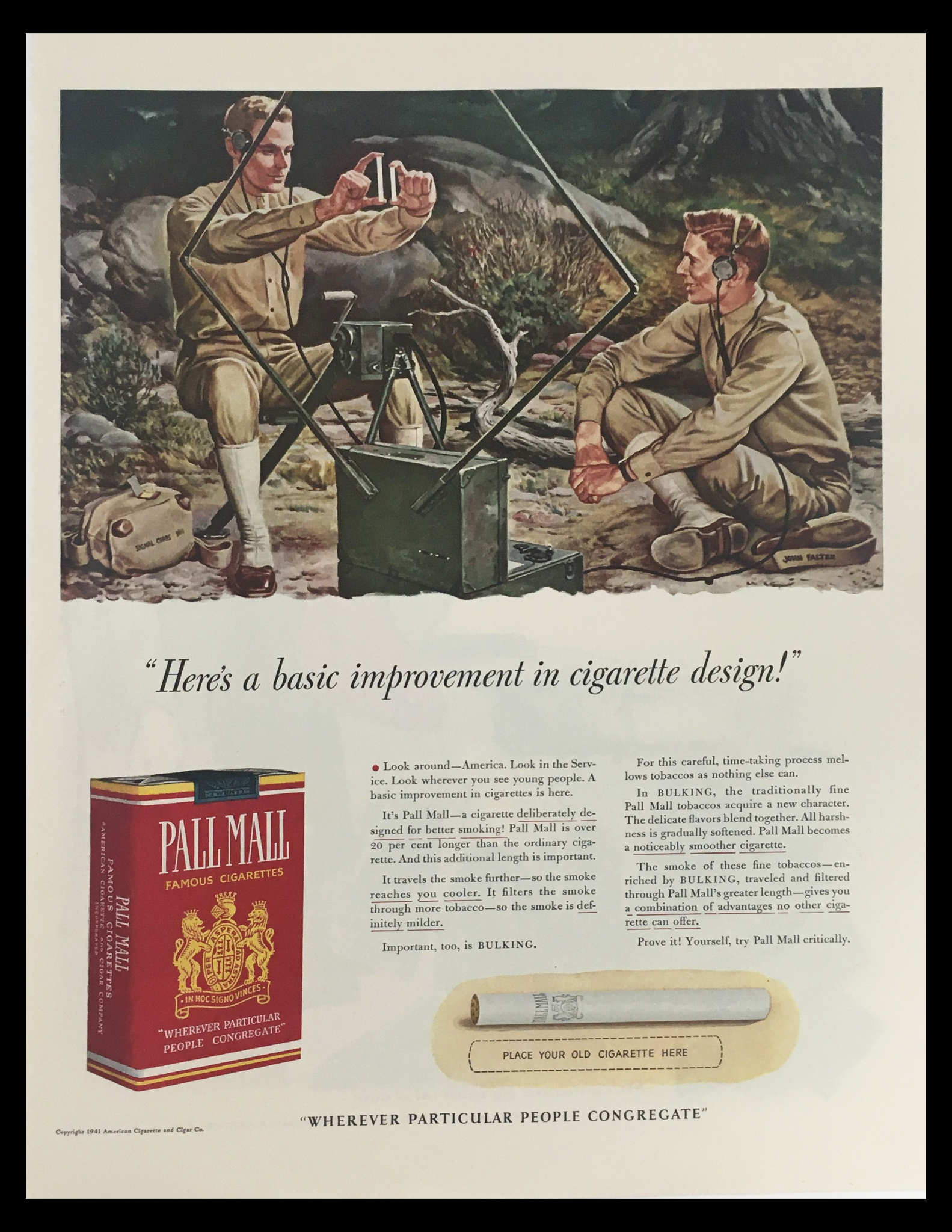 1941 Pall Mall Tobaccos Famous Cigarettes Vintage Print Ad