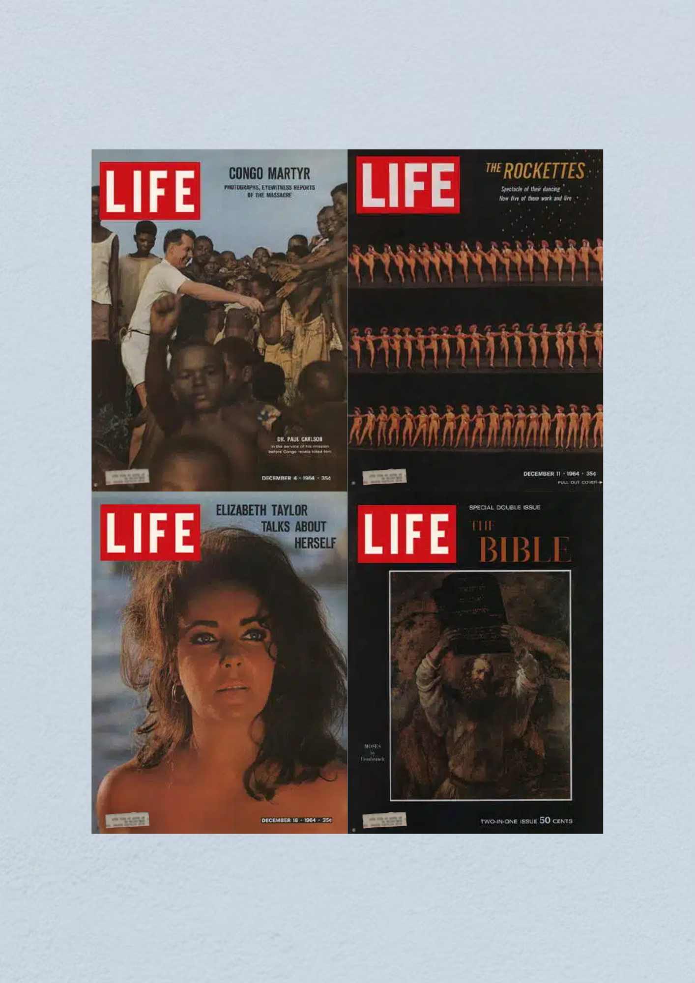 Life Magazine Lot of 4 Full Month December 1964 4, 11, 18, 25 Civil Rights Era