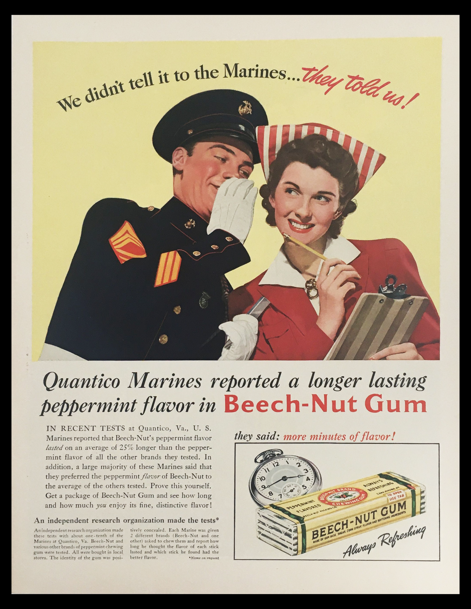 1941 Beech-Nut Brand Chewing Gum Peppermint Flavor Vintage Print Ad