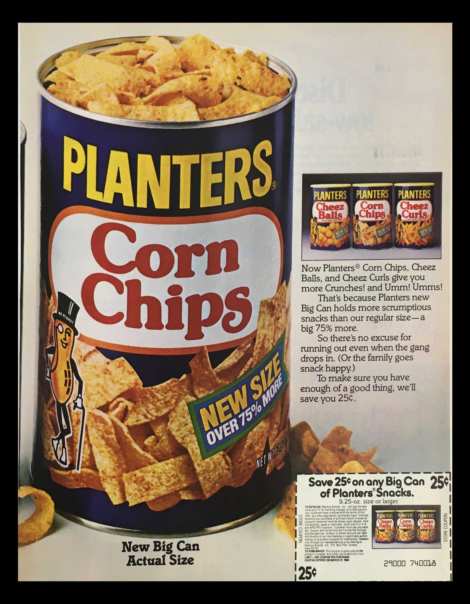 1984 Planters Corn Chips Circular Coupon Advertisement