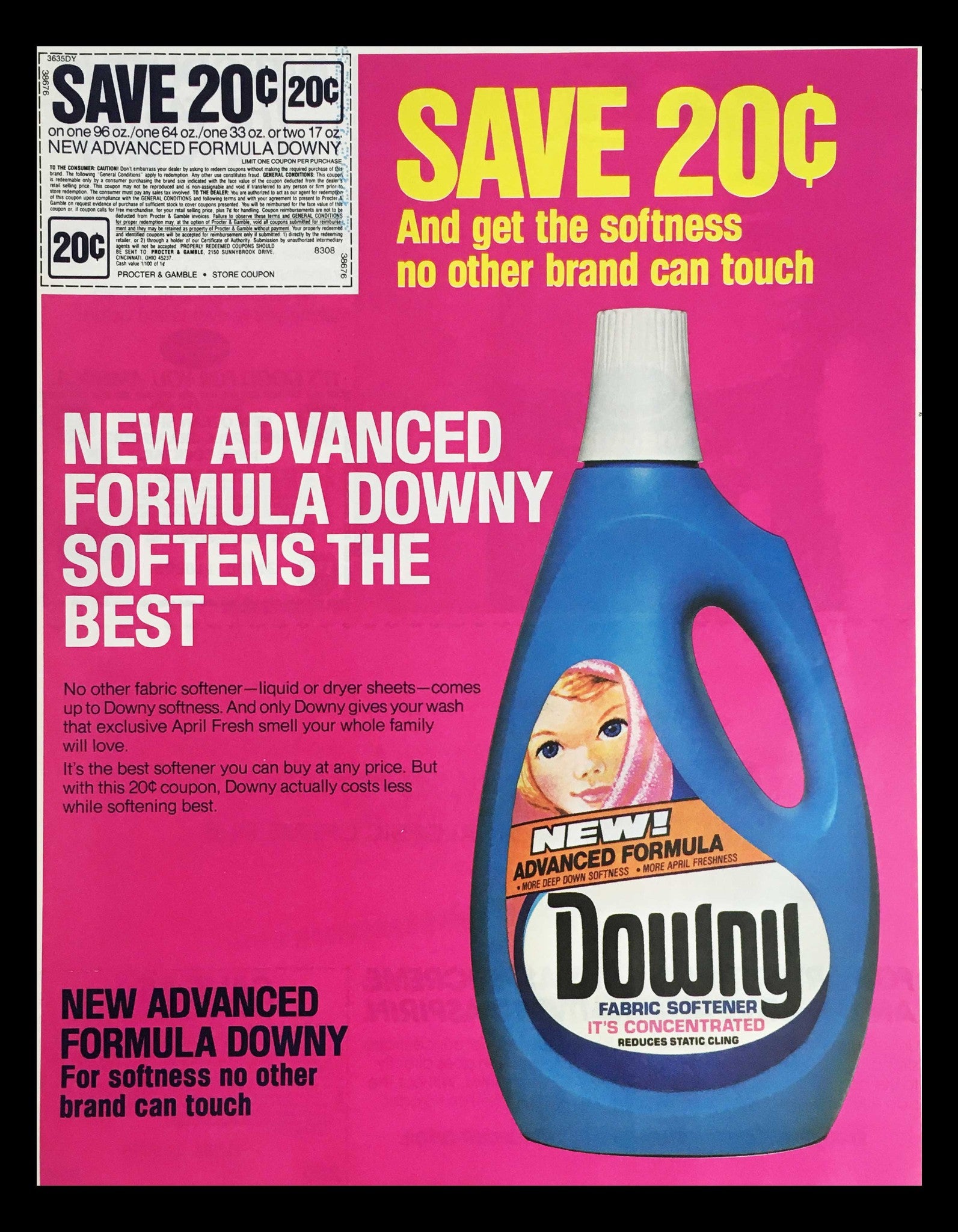 1984 Downy Fabric Softener Concentrated Circular Coupon Advertisement