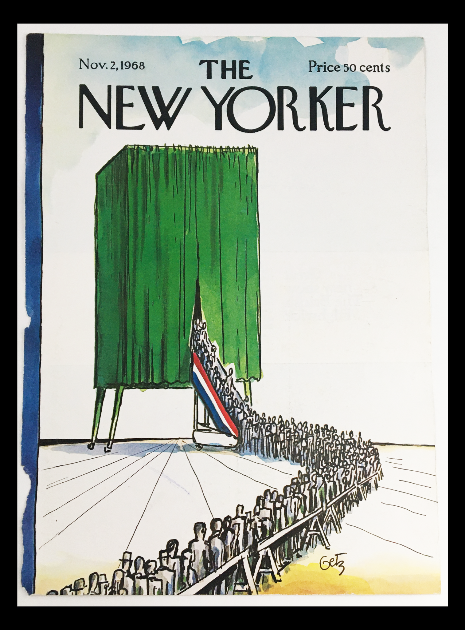 COVER ONLY The New Yorker November 2 1968 Full Cover Theme by Arthur Getz