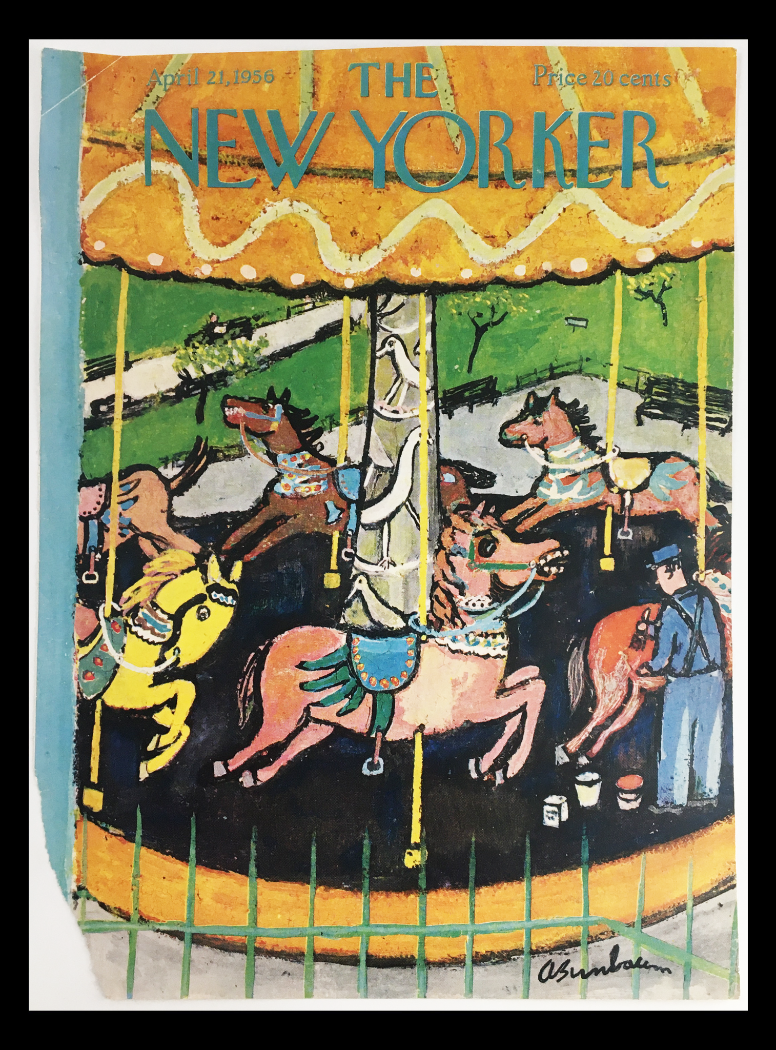 COVER ONLY The New Yorker April 21 1956 Full Cover Theme by Abe Birnbaum