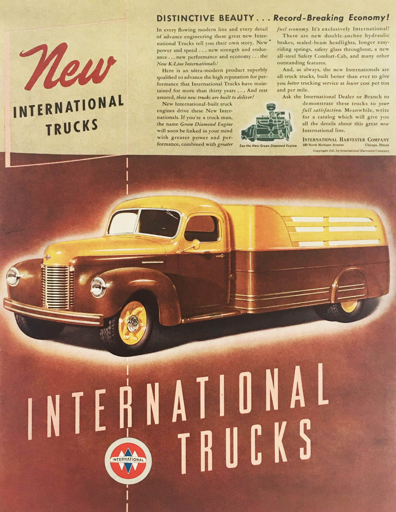 1941 International Harvester Company Truck Vintage Print Ad