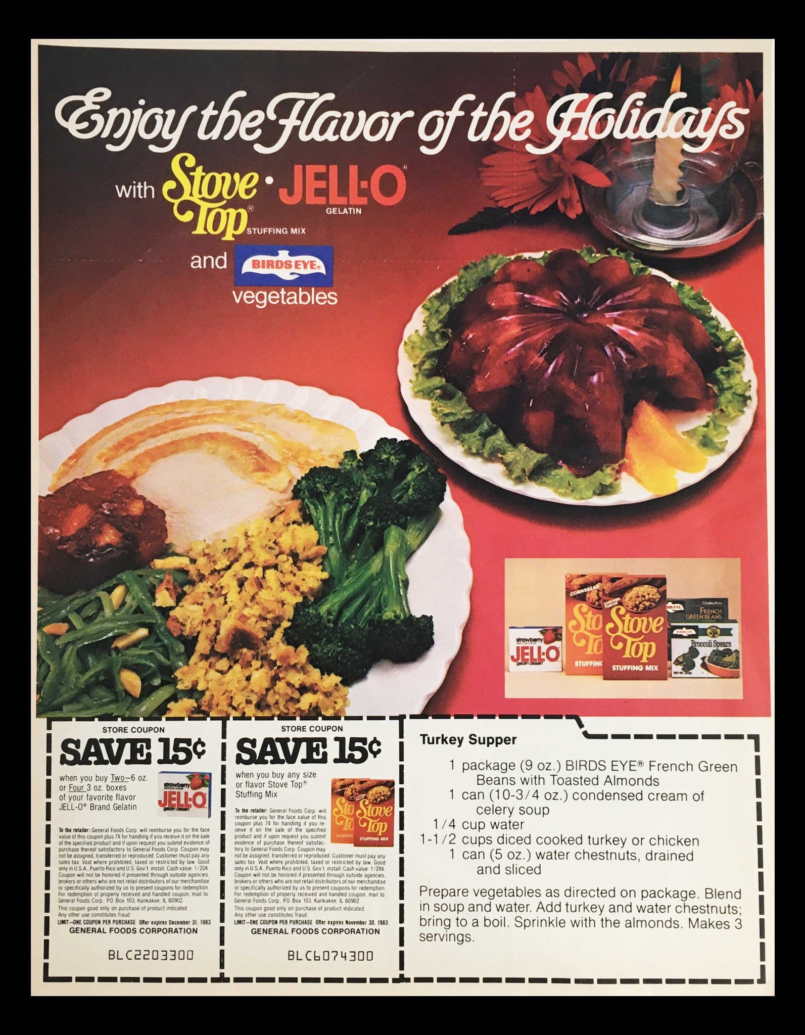 1983 Stove Top Stuffing Mix & Jell-O Gelatin Circular Coupon Advertisement