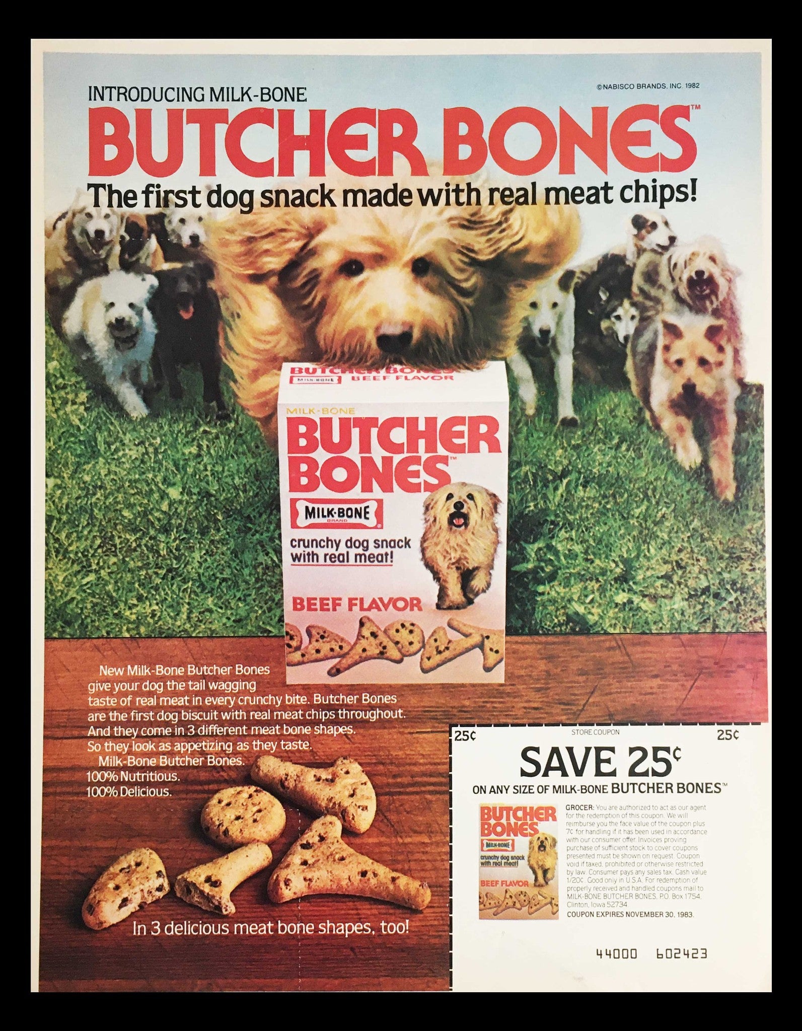 1983 Butcher Bones Milk Bone Dog Snack Circular Coupon Advertisement