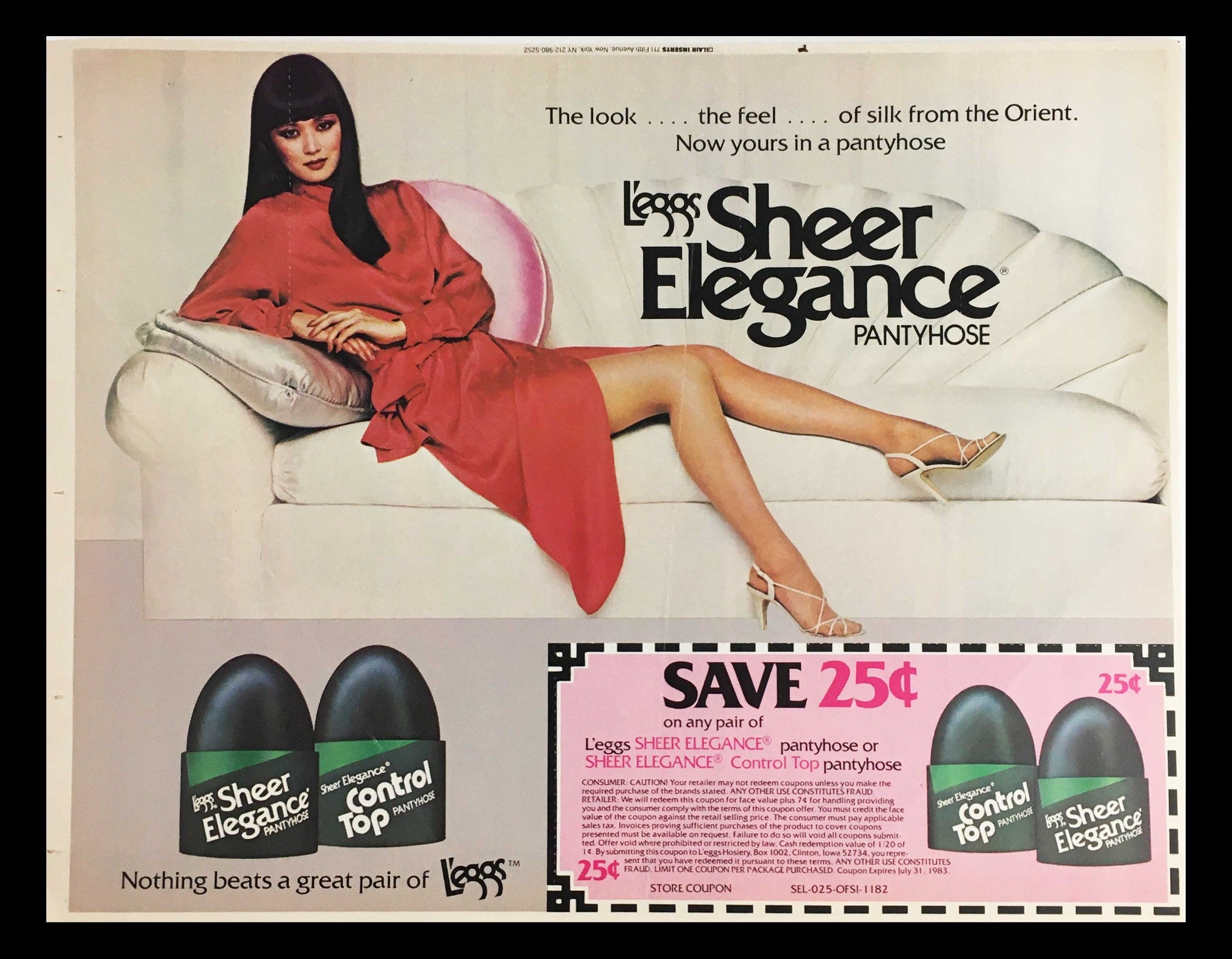 1983 Sheer Elegance Control Top Panty Hose Circular Coupon Advertisement