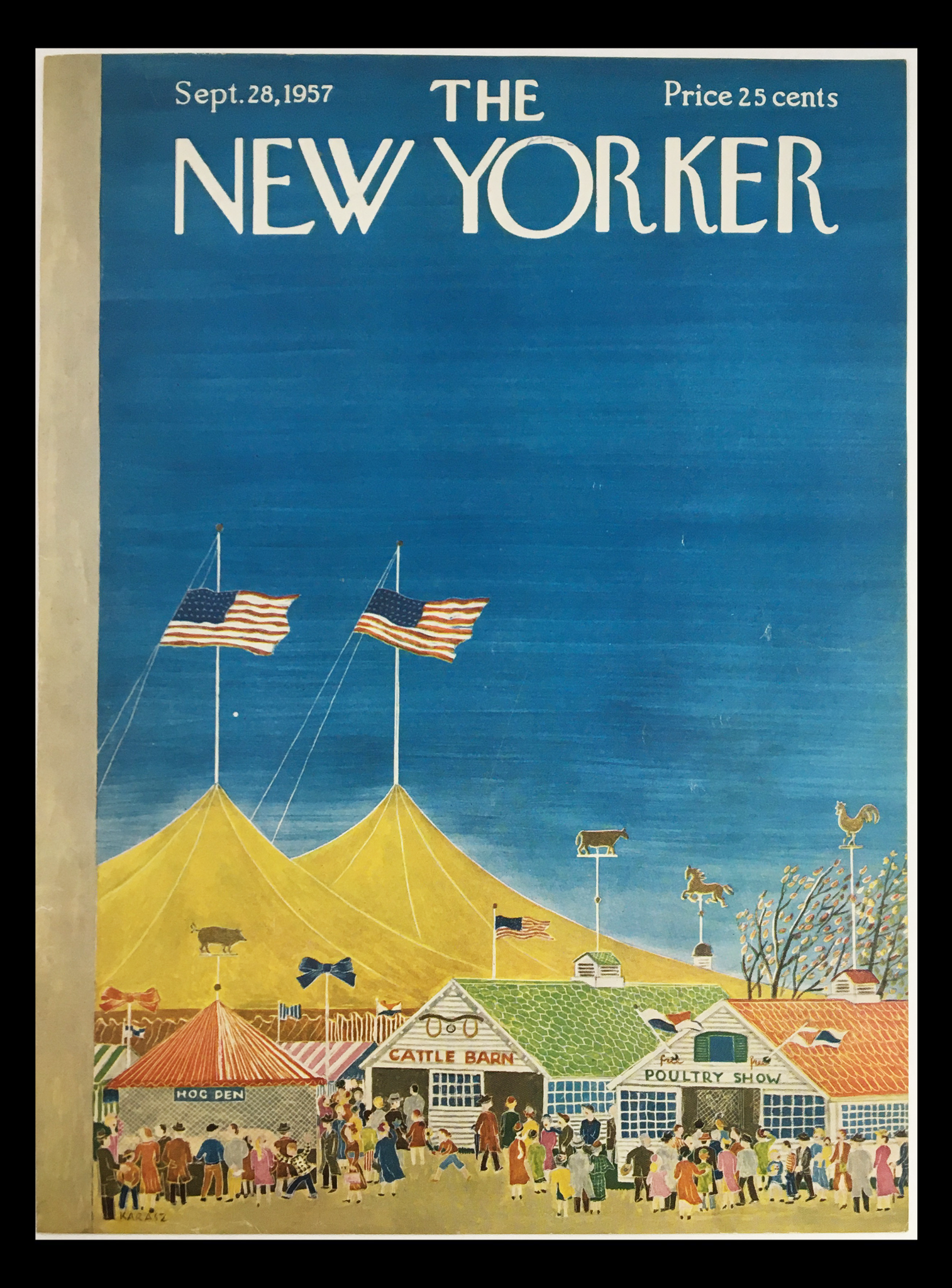 COVER ONLY The New Yorker September 28 1957 Full Cover Theme by Ilonka Karasz