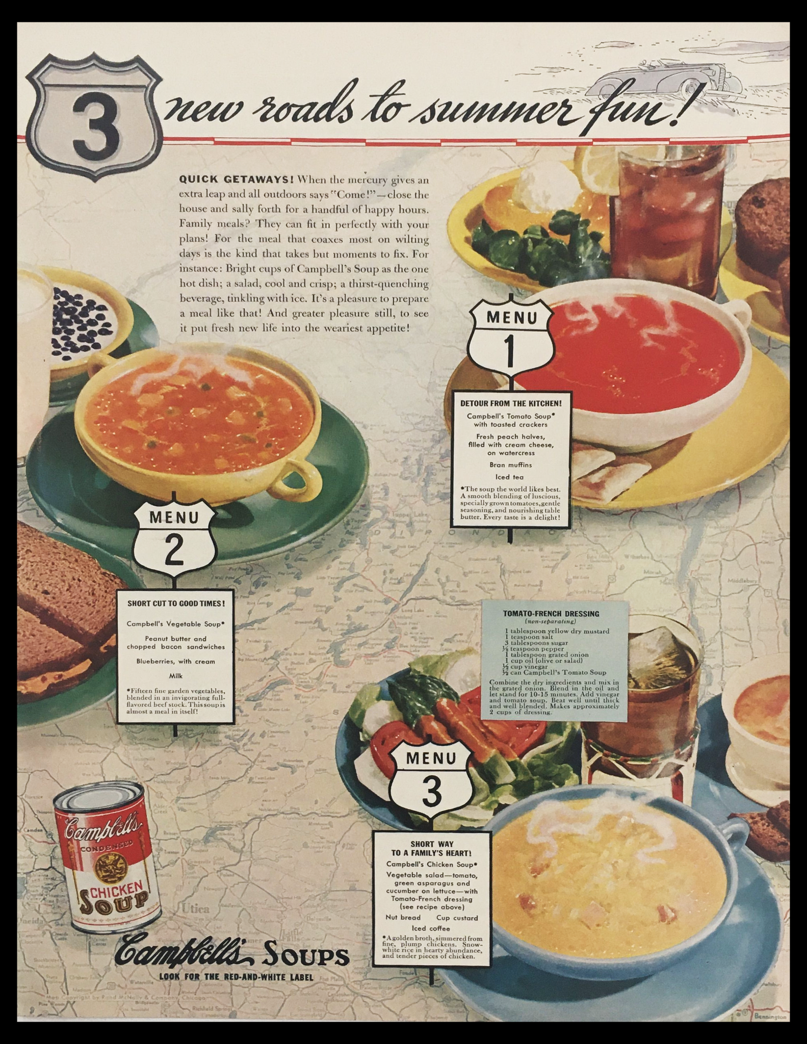 1941 Campbell's Condensed Chicken Soup Vintage Print Ad