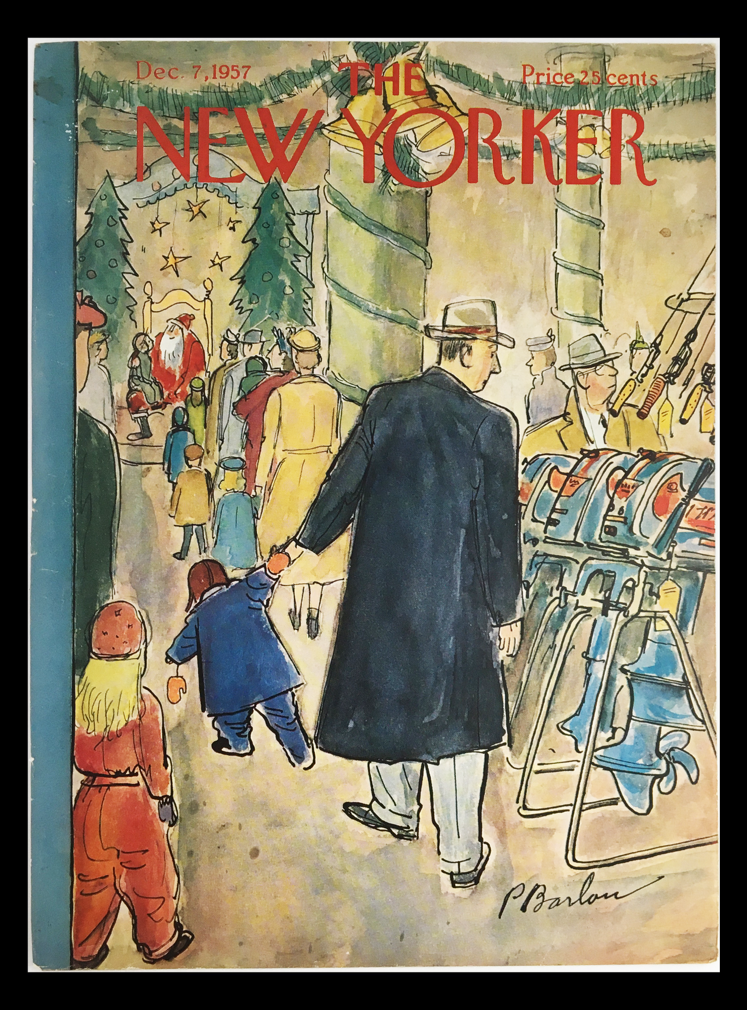 COVER ONLY The New Yorker December 7 1957 Full Cover Theme by Perry Barlow