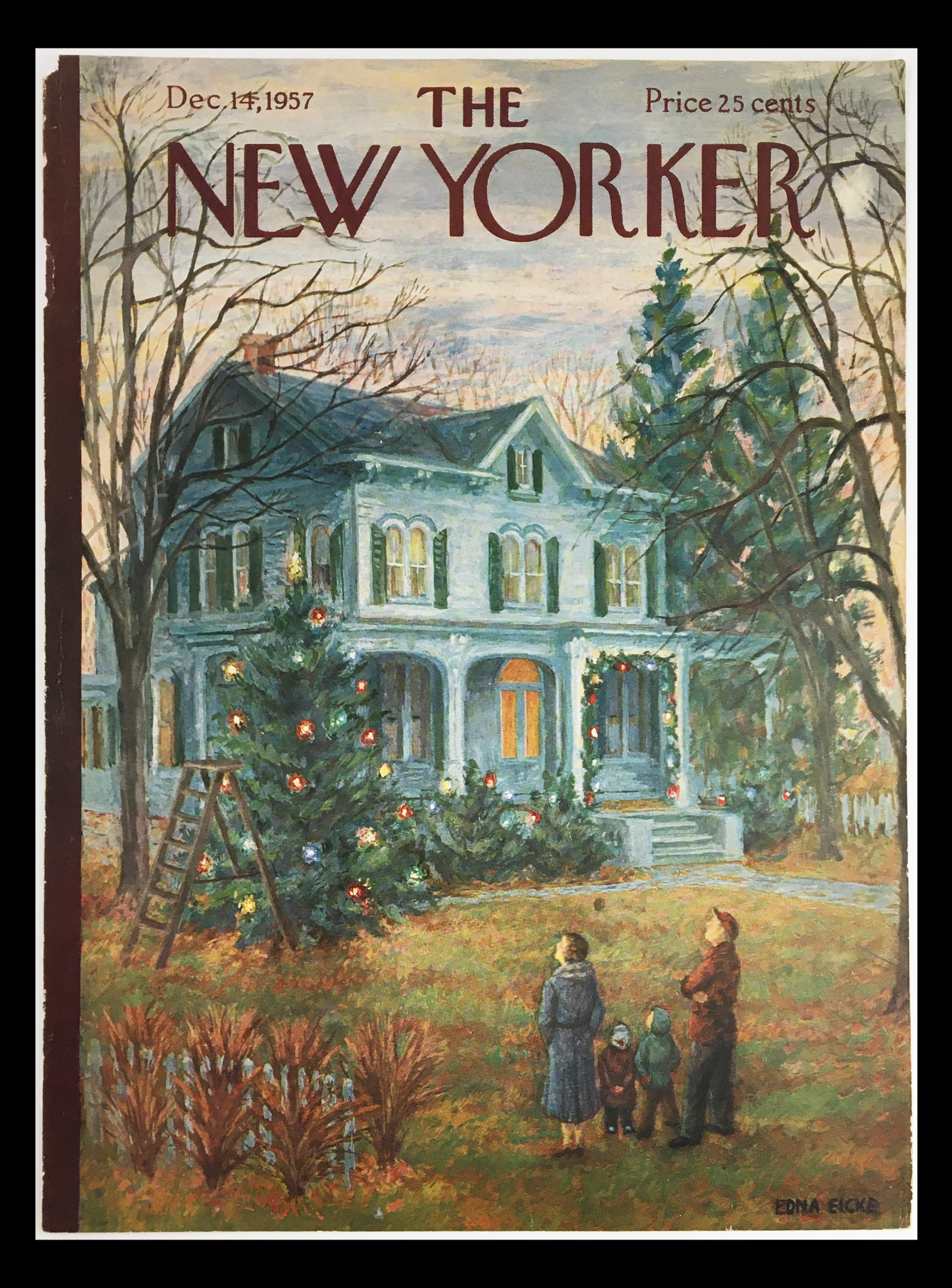 COVER ONLY The New Yorker December 14 1957 Full Cover Theme by Edna Eicke