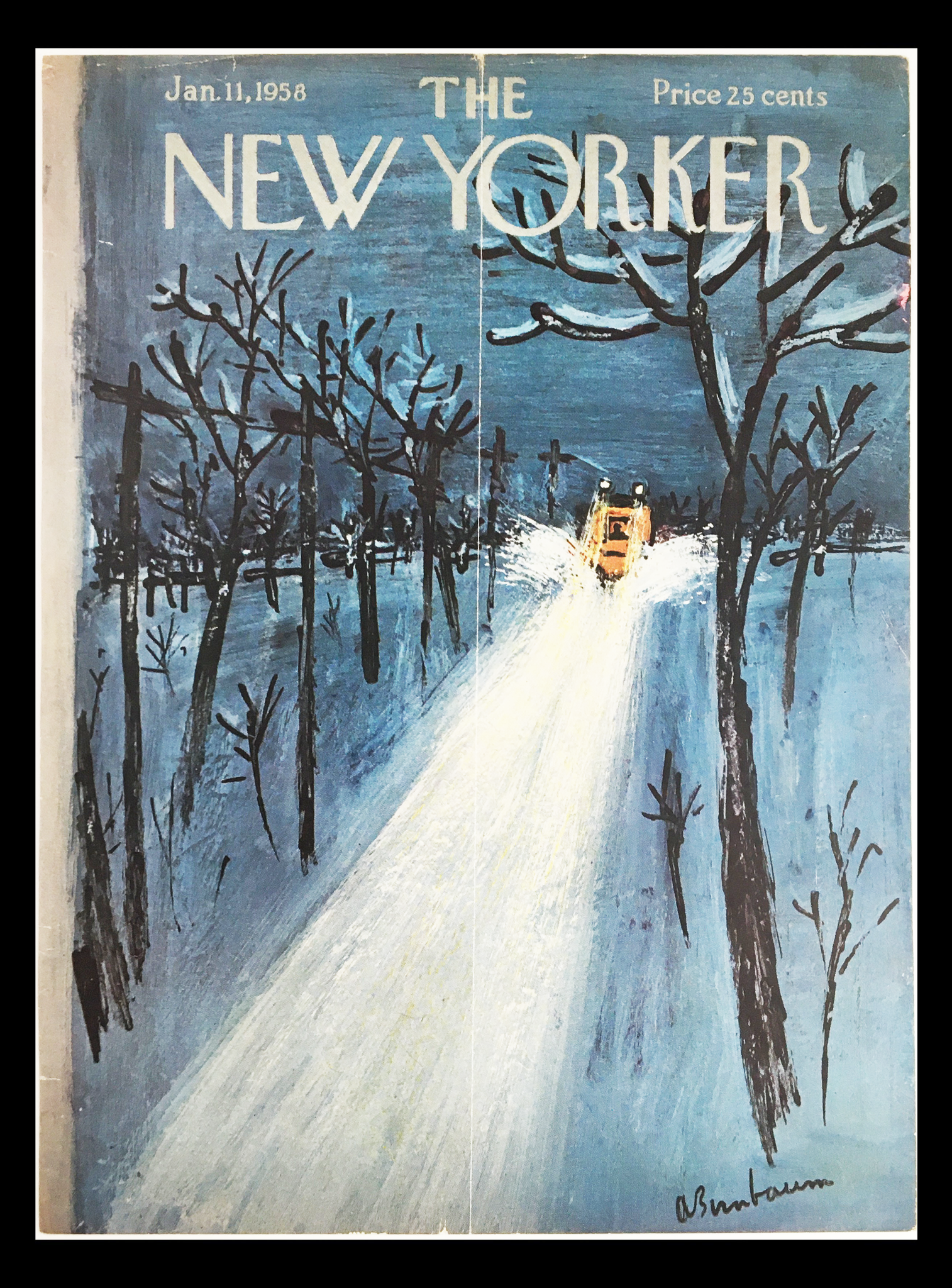 COVER ONLY The New Yorker January 11 1958 Full Cover Theme by Abe Birnbaum