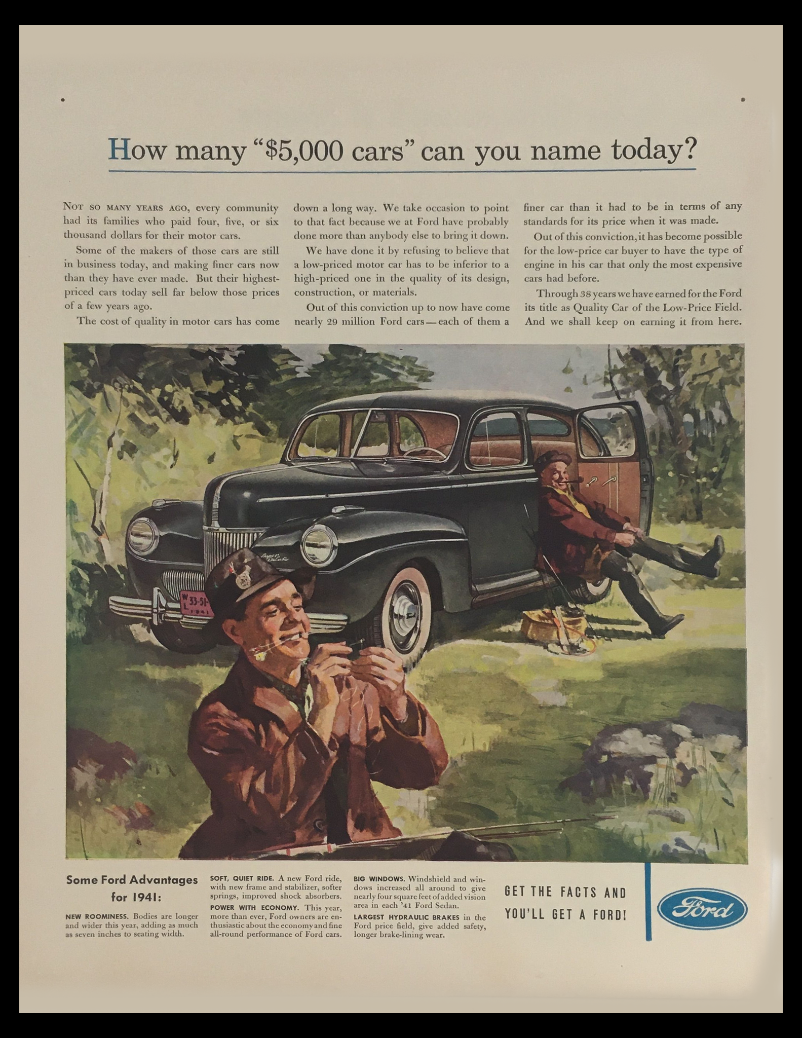 1941 Ford Quality Car Low-Price Field Vintage Print Ad