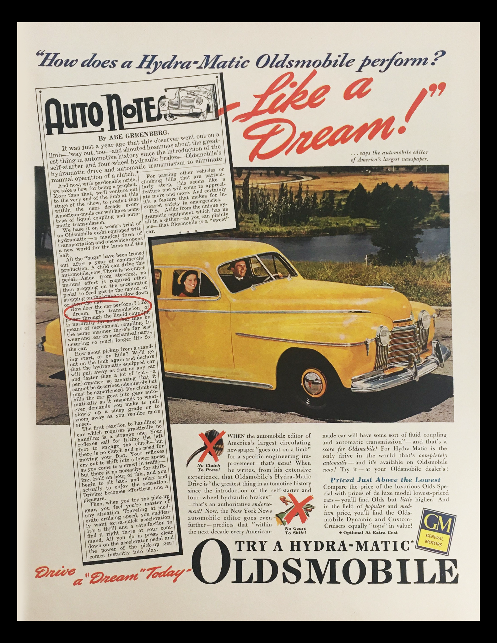 1941 Oldsmobile Hydra-Matic Drive De Luxe Vintage Print Ad