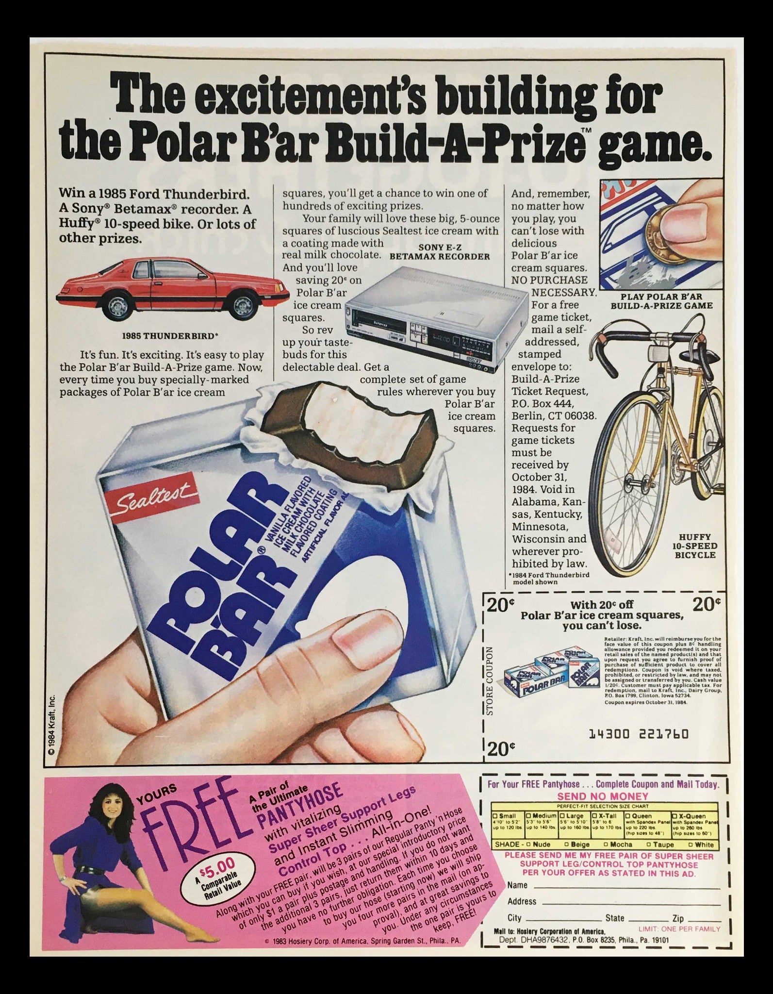 1983 Sealtest Polar B'ar Build-A-Prize Game Circular Coupon Advertisement