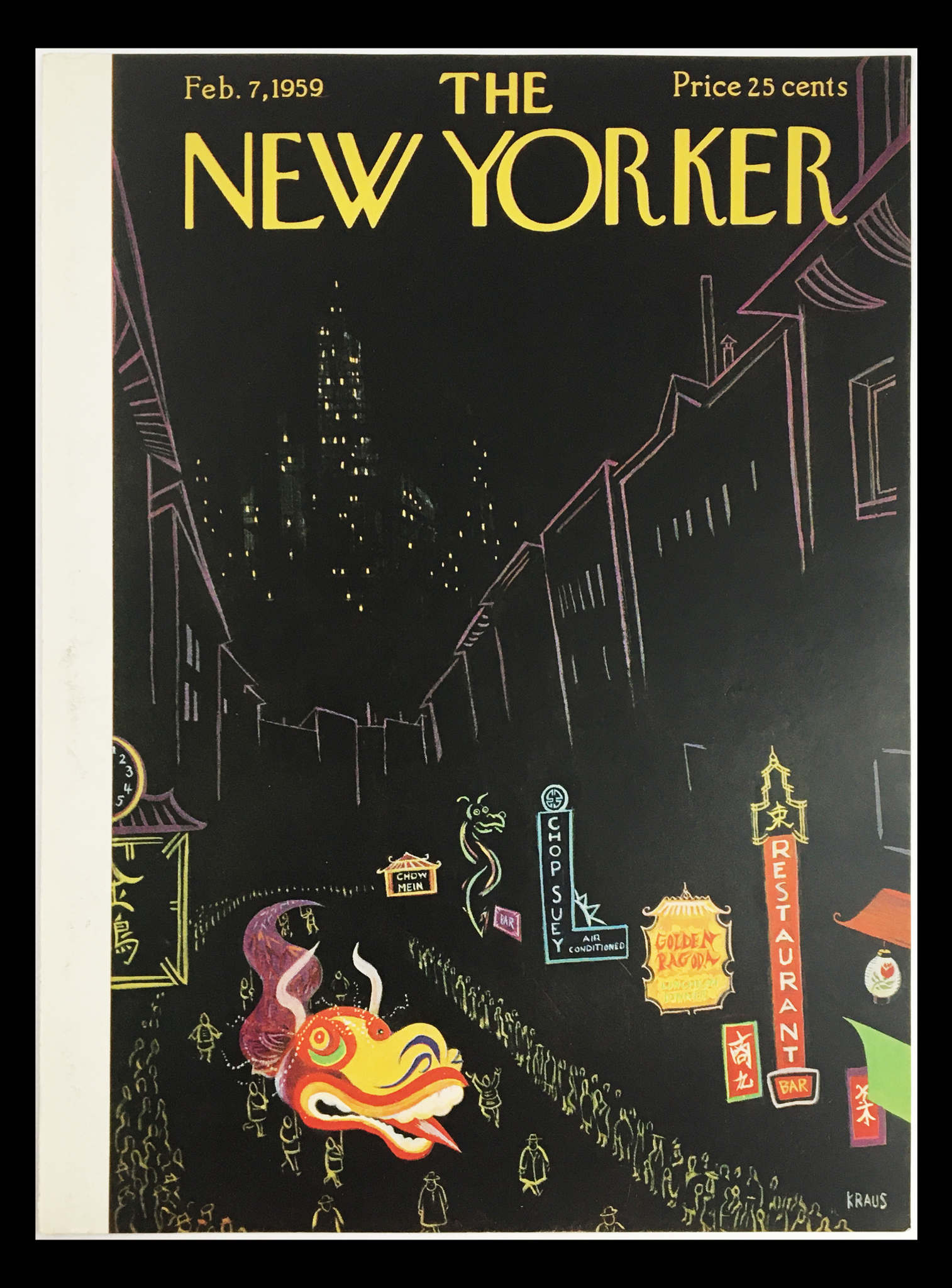 COVER ONLY The New Yorker February 7 1959 Full Cover Theme by Robert Kraus