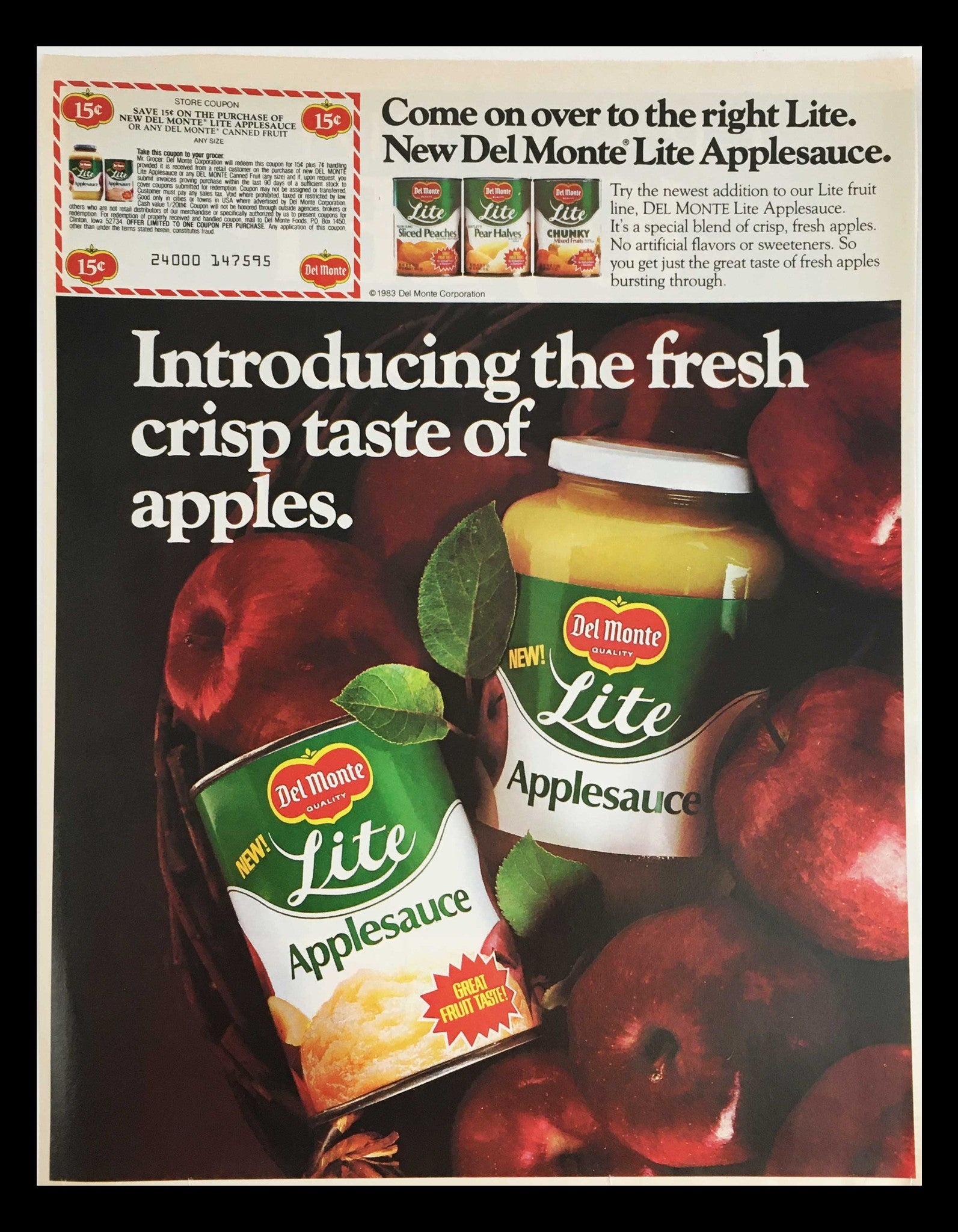 1983 Del Monte Lite Applesauce Circular Coupon Advertisement