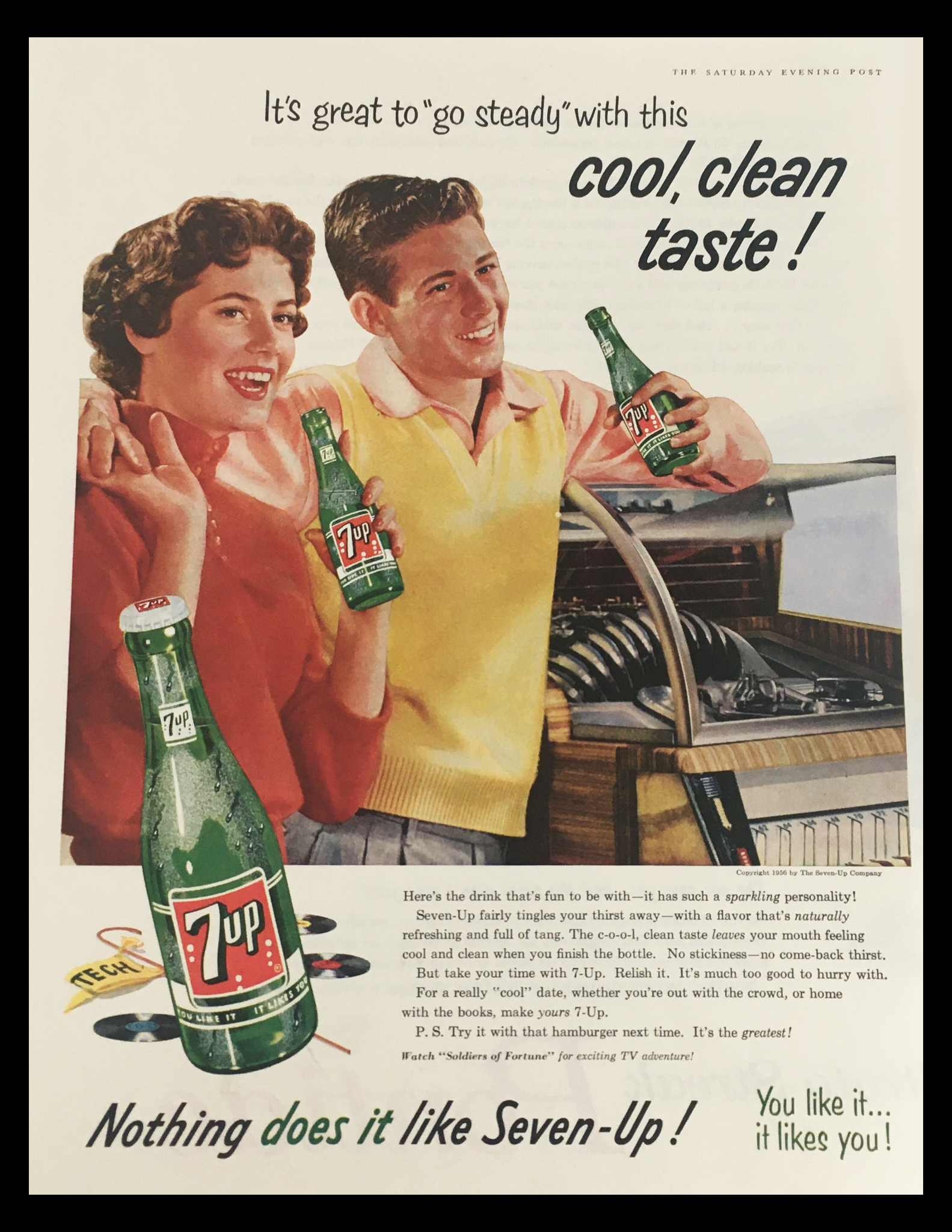 1956 Seven-Up Sparkling Drink Vintage Print Ad