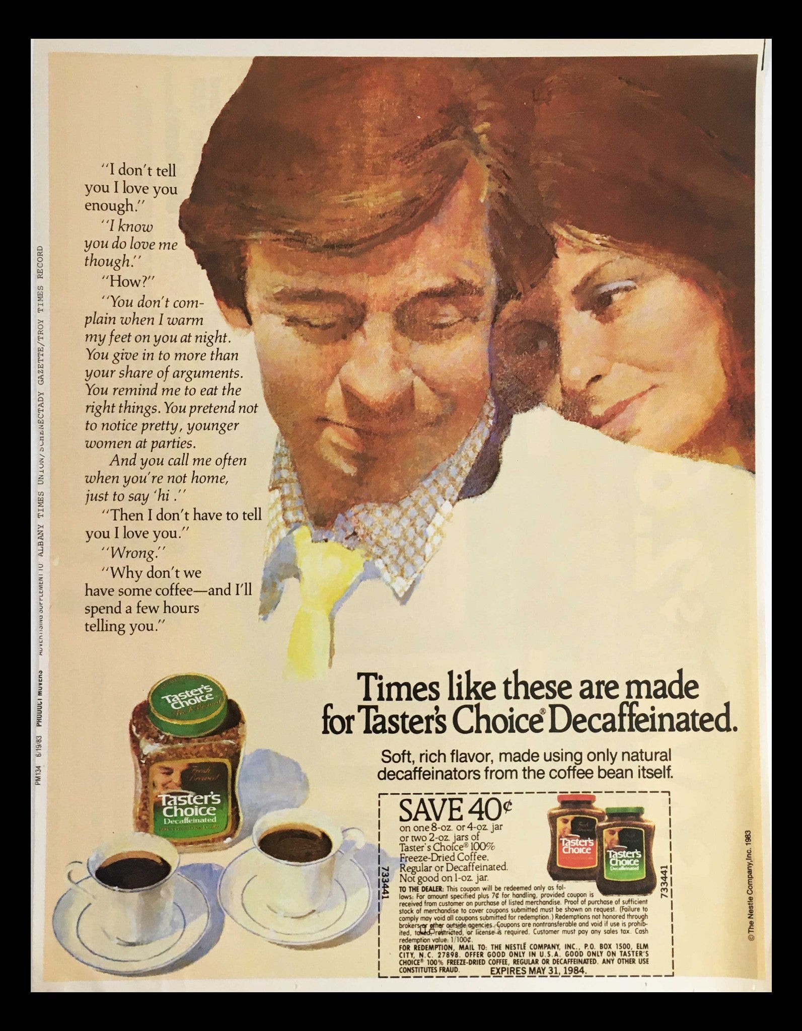 1983 Taster's Choice Freeze-Dried Coffee Circular Coupon Advertisement