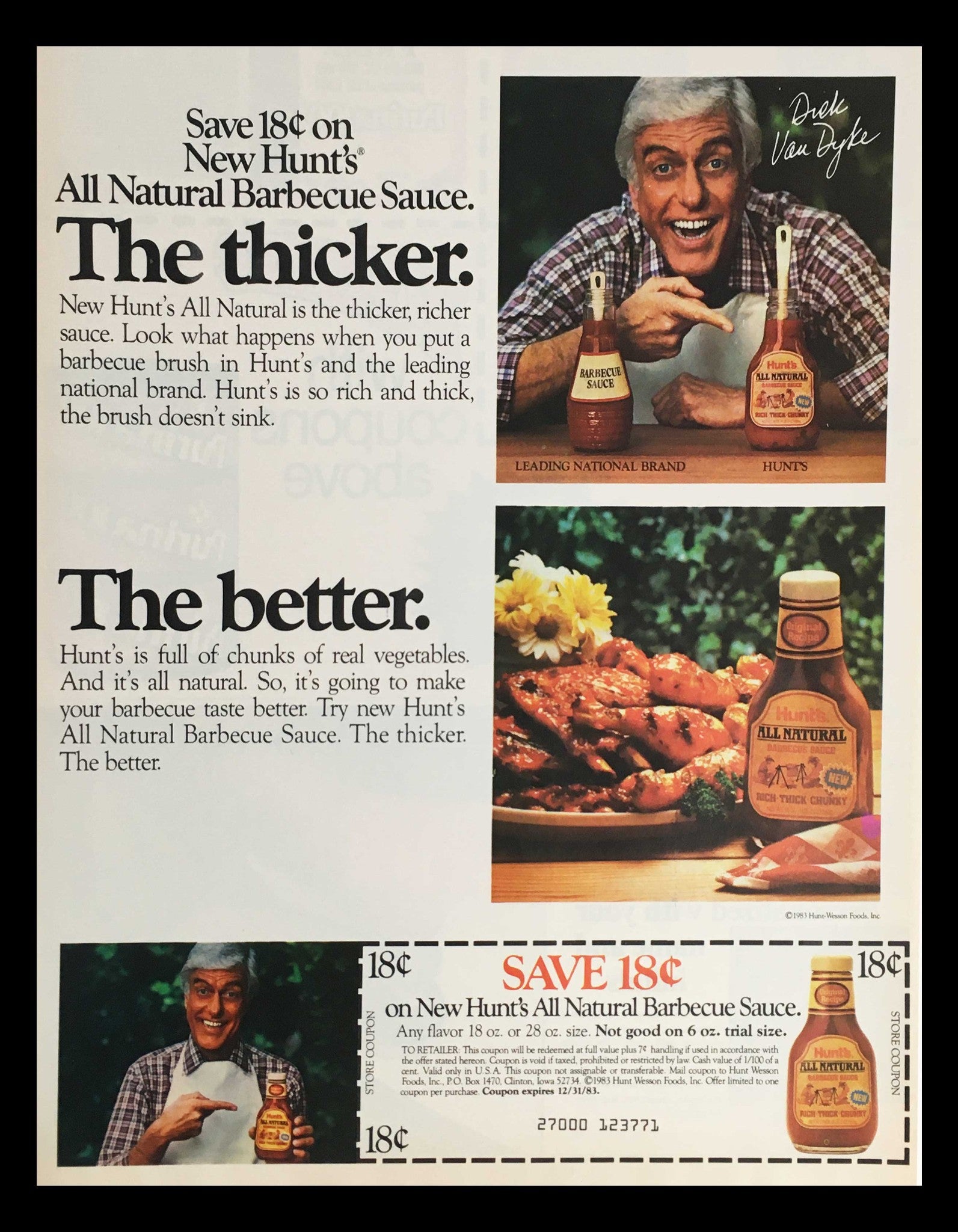 1983 Hunts All Natural Barbecue Sauce Circular Coupon Advertisement