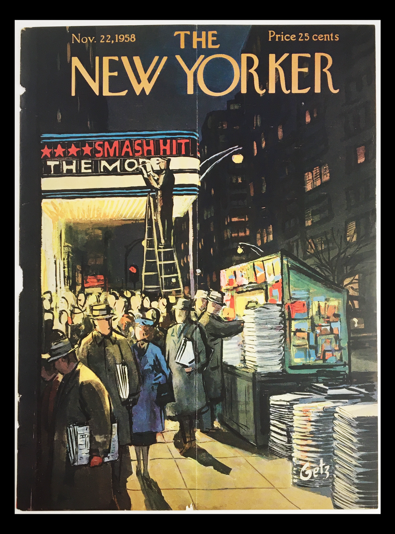 COVER ONLY The New Yorker November 22 1958 Full Cover Theme by Arthur Getz