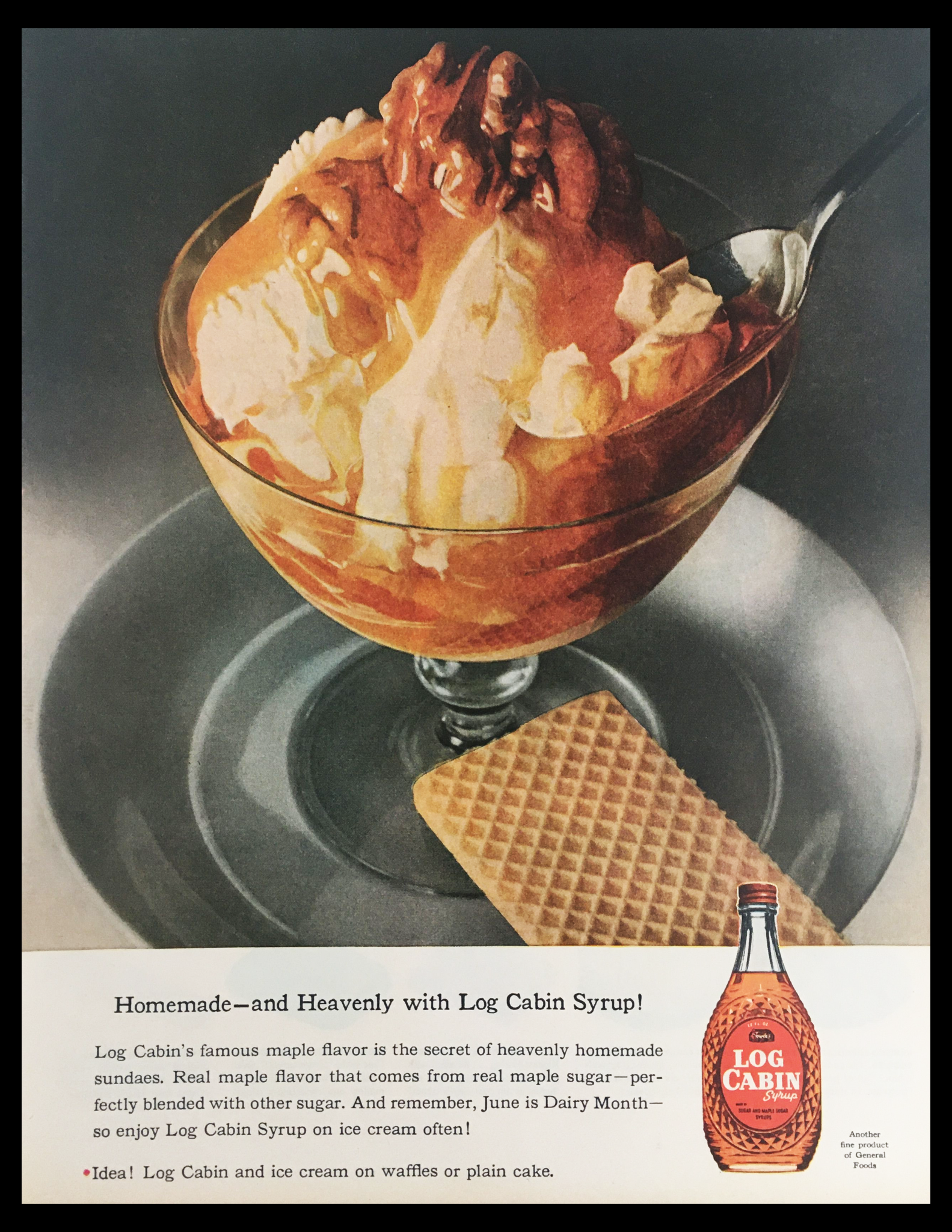 1956 Heavenly Log Cabin Syrup Vintage Print Ad