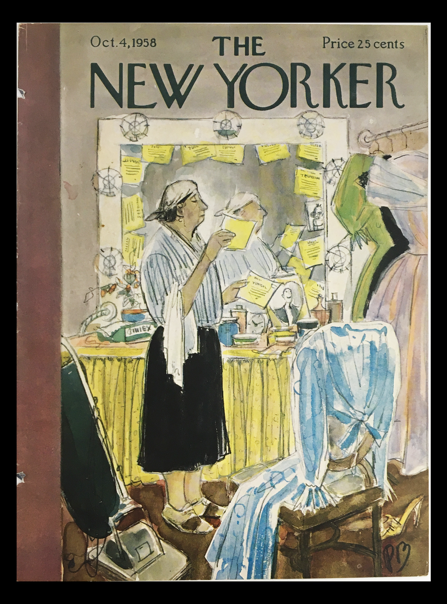 COVER ONLY The New Yorker October 4 1958 Full Cover Theme by Perry Barlow